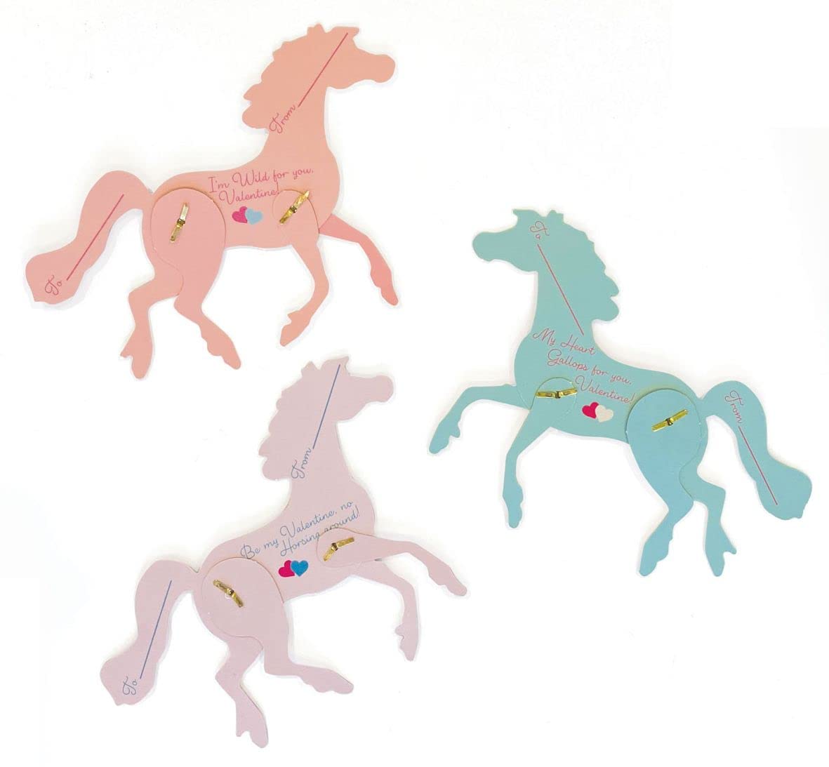 Playhouse Pretty Prancing Ponies 28-Card Valentine Exchange Pack for Kids | Big 4.2 x 5 Cards with Envelopes