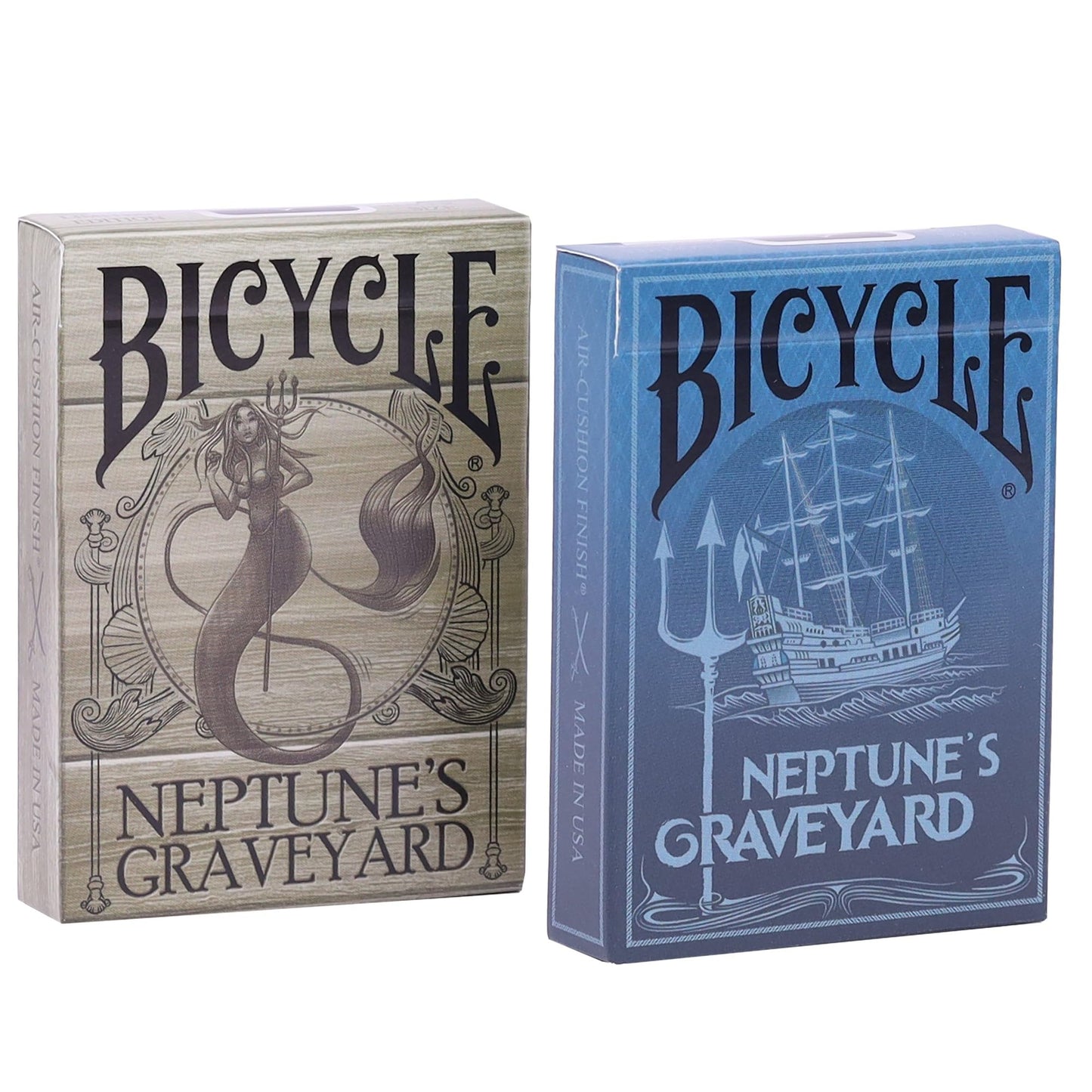 Neptune’s Graveyard Bicycle Playing Cards – 2-Pack (Pirate Ship & Mermaid) | PLAYING CARD DECKS.COM