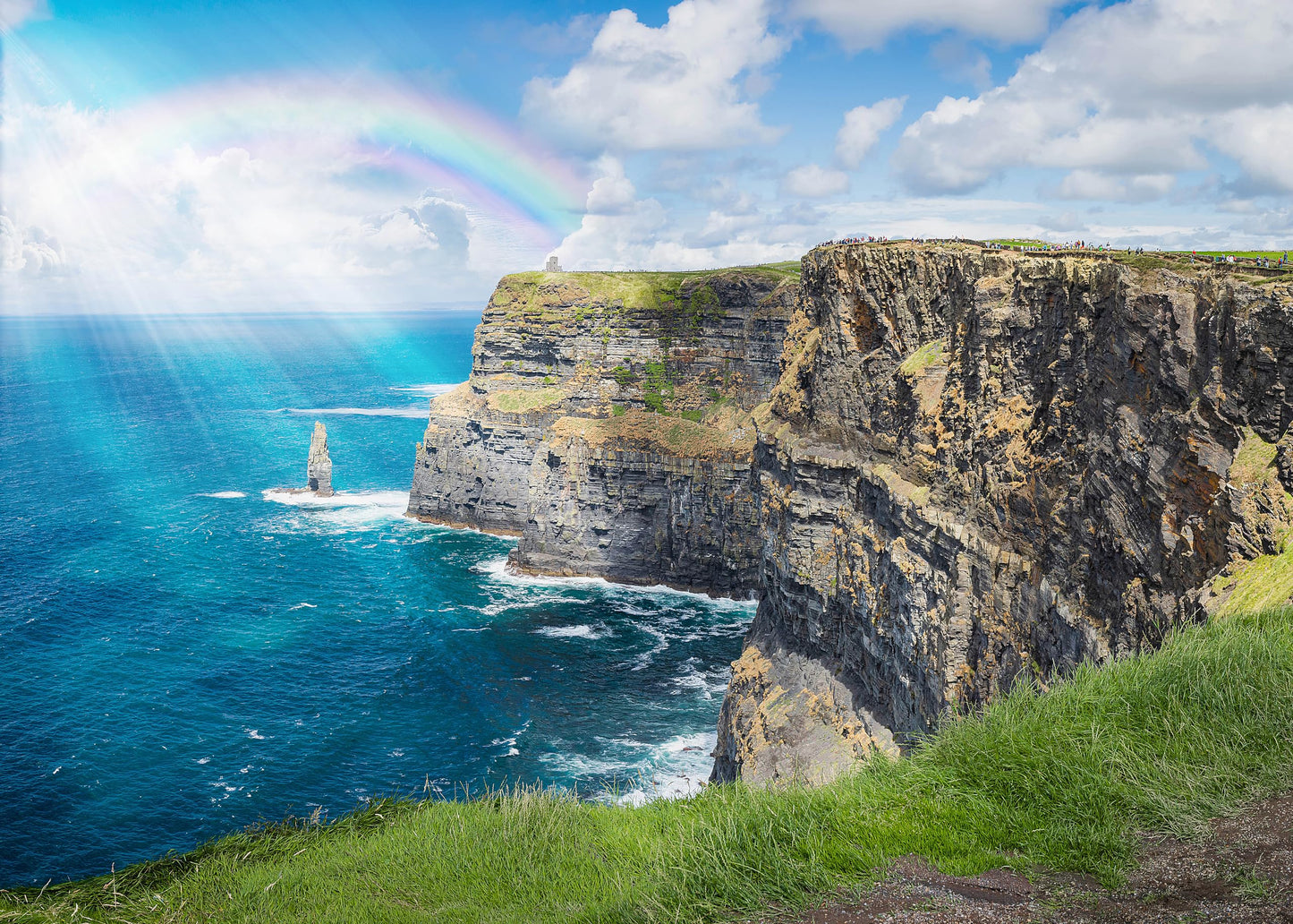 Playjig's Ireland Puzzle - 1000 Piece Cliffs of Moher Rainbow Scene for Adults