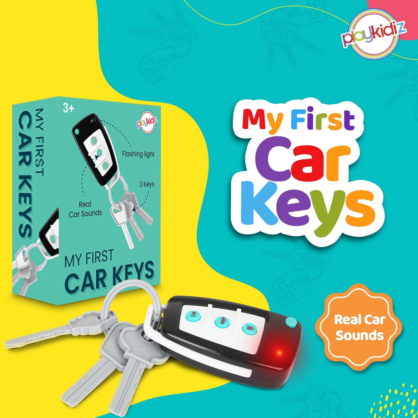 Playkidiz Car Keys Toy Set – Realistic Remote with Lights and Sounds for Ages 3+