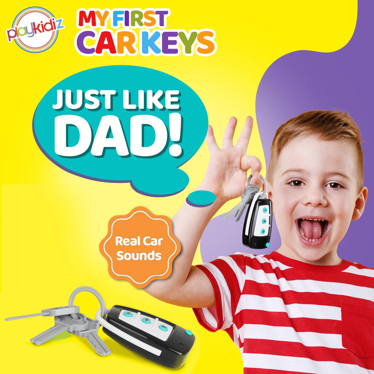 Playkidiz Car Keys Toy Set – Realistic Remote with Lights and Sounds for Ages 3+