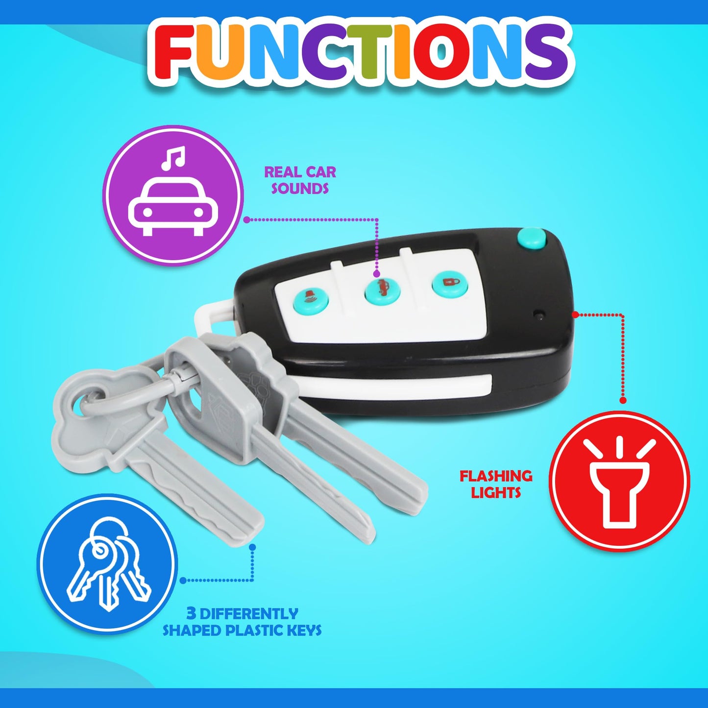Playkidiz Car Keys Toy Set – Realistic Remote with Lights and Sounds for Ages 3+