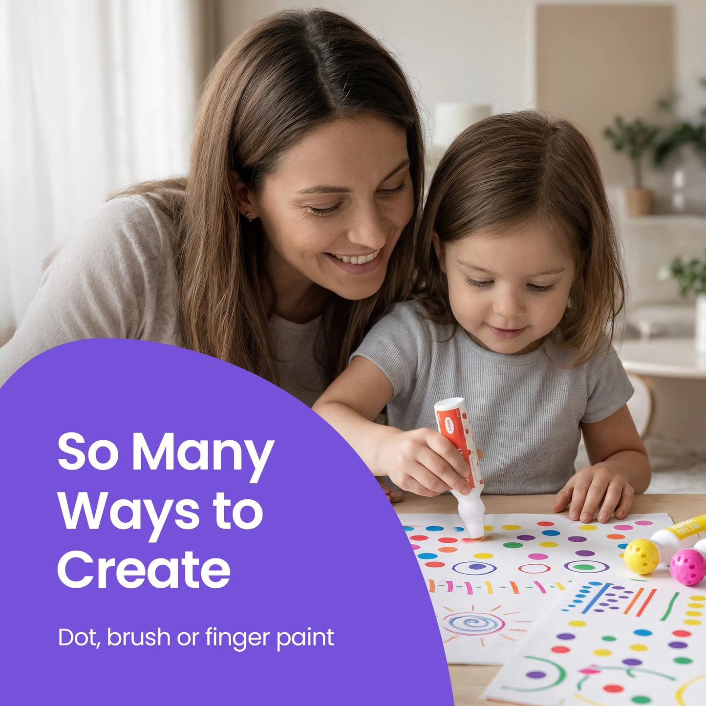 Playkidiz Darice Washable Dot Markers for Toddlers – 12 Colors, 40ml Each, Water-Based