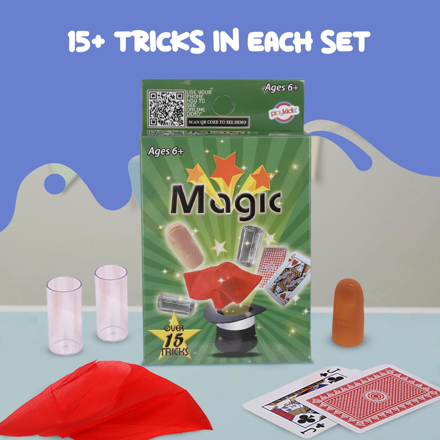 Playkidz 24 Packs of Magic Tricks for Kids – 15 Tricks per Pack, Portable Party Set