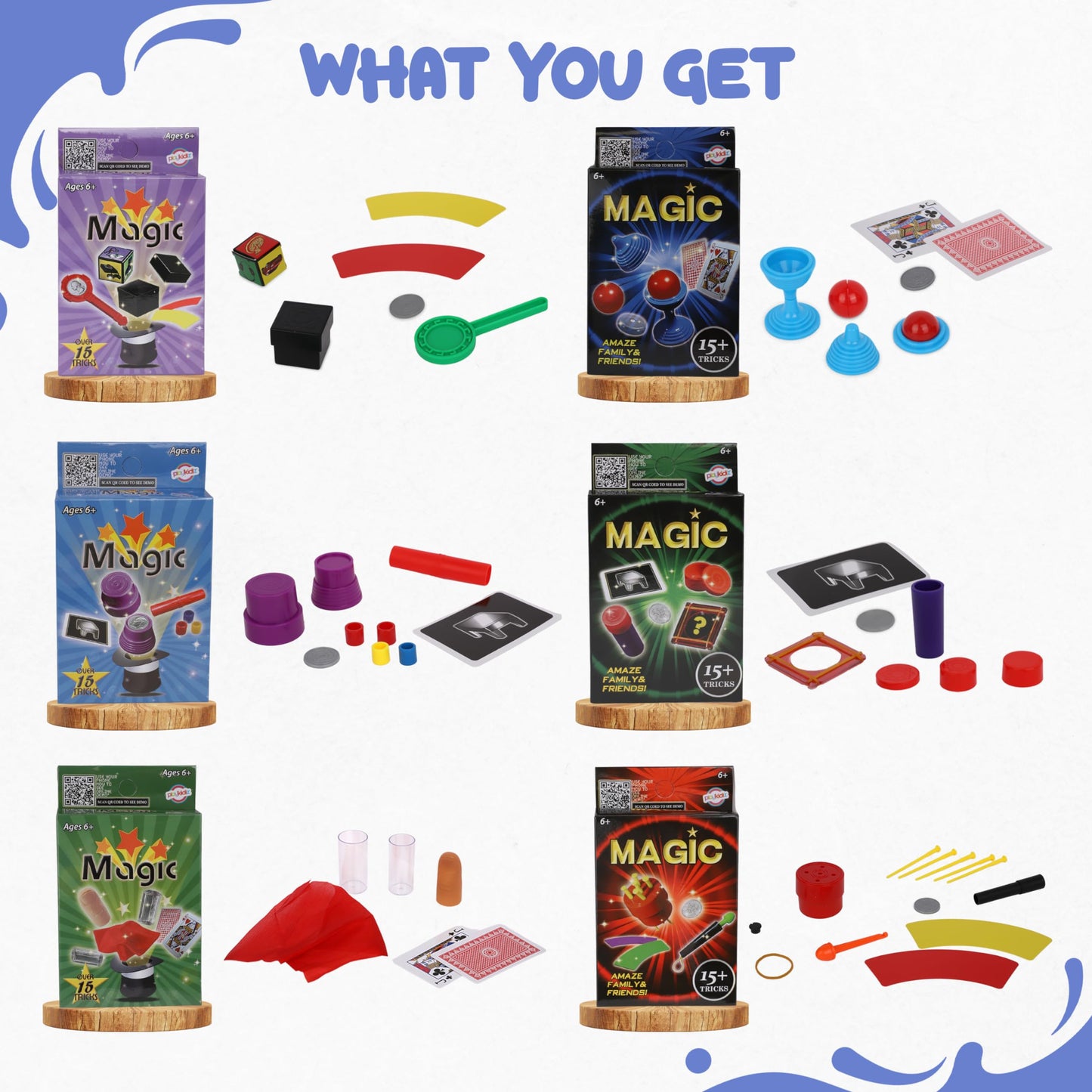 Playkidz 24 Packs of Magic Tricks for Kids – 15 Tricks per Pack, Portable Party Set