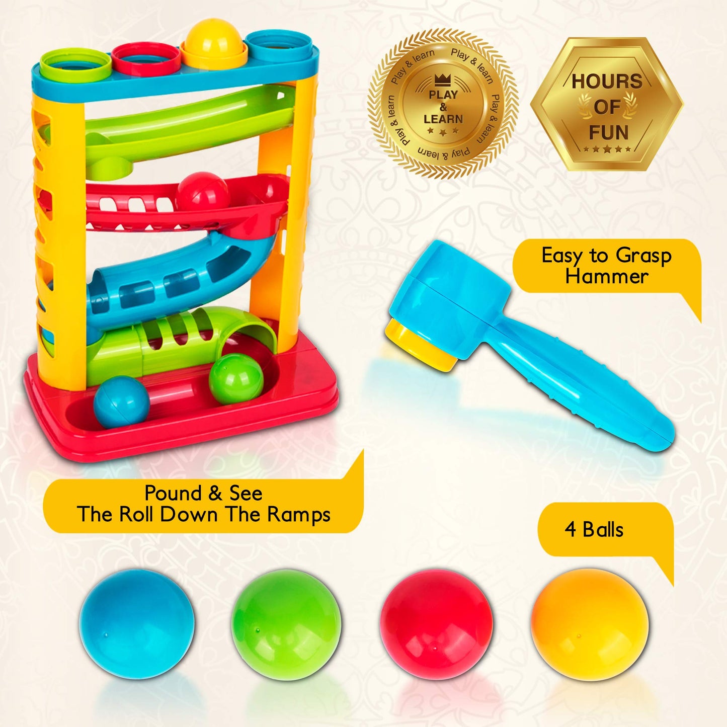 Playkidz Durable Pound A Ball Toy for Toddlers | Fine Motor & Early Learning