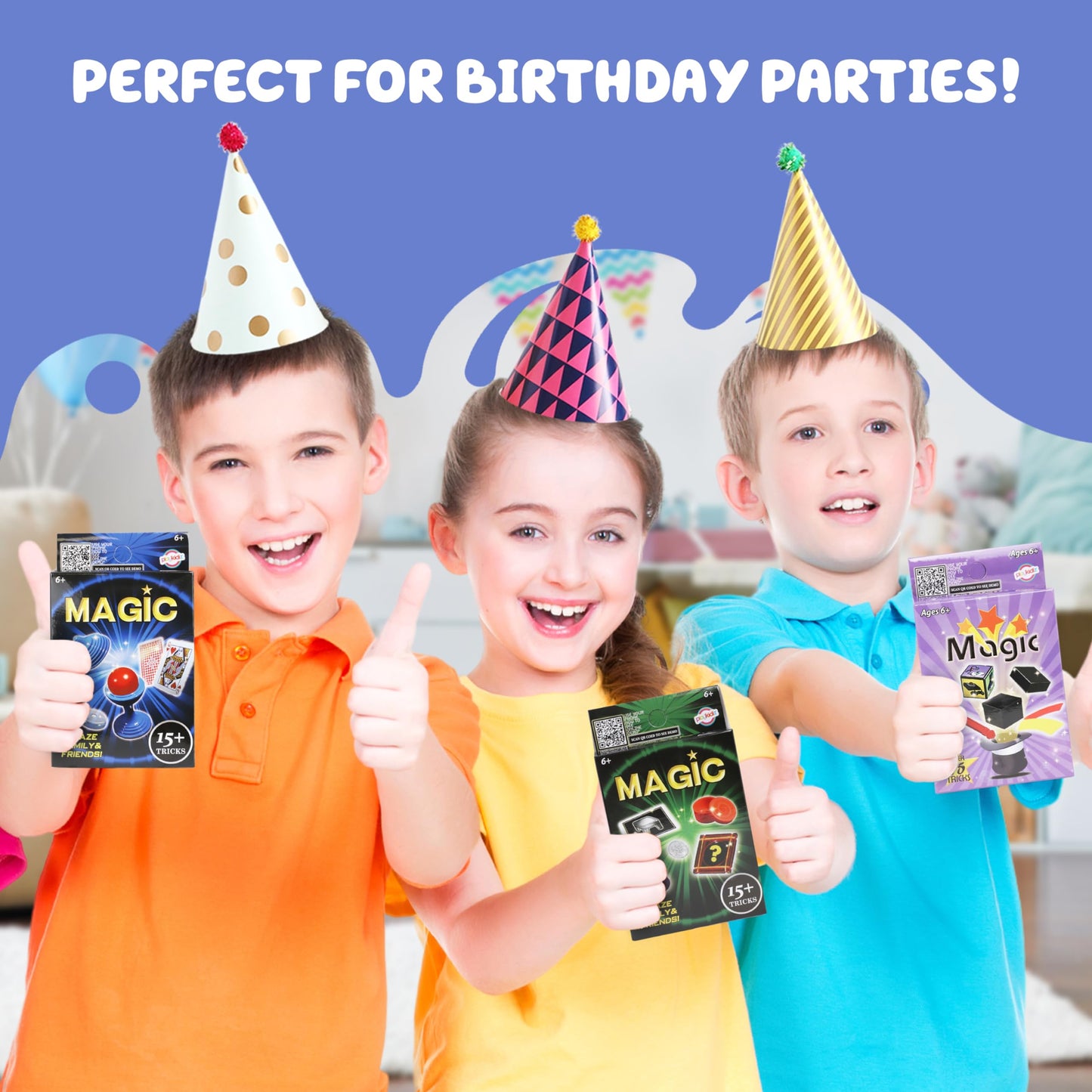 Playkidz 24 Packs of Magic Tricks for Kids – 15 Tricks per Pack, Portable Party Set