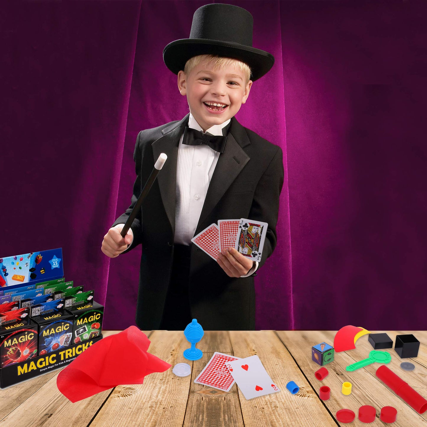 Playkidz 24 Packs of Magic Tricks for Kids – 15 Tricks per Pack, Portable Party Set
