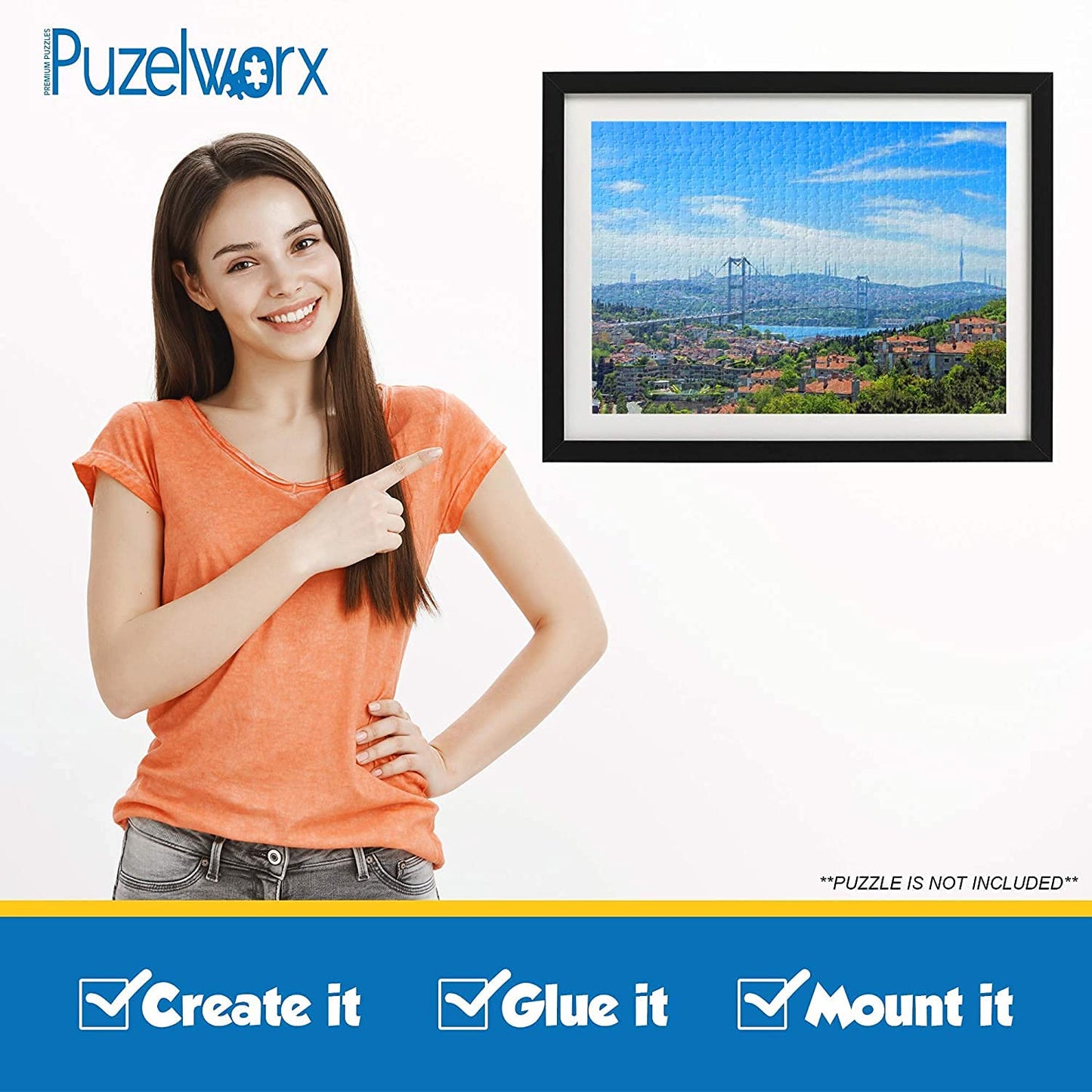 Playkidz PuzzleWorx Glue — 2x 4.2 oz, Easy-On Applicator, Clear Non-Toxic Glue for 1000/1500/2000-Piece Puzzles