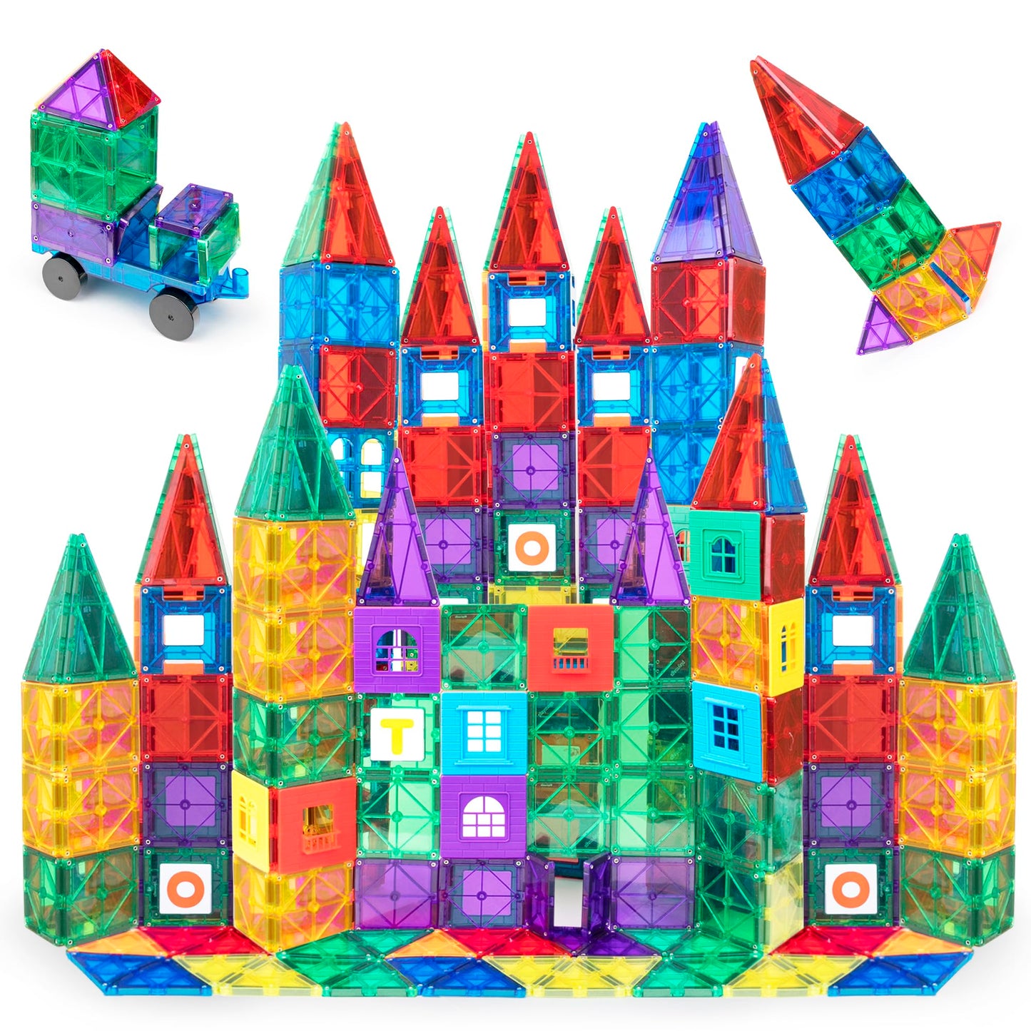 Playmags 150-Piece Magnetic Tiles Building Set – 3D Magnetic Blocks for STEM Learning