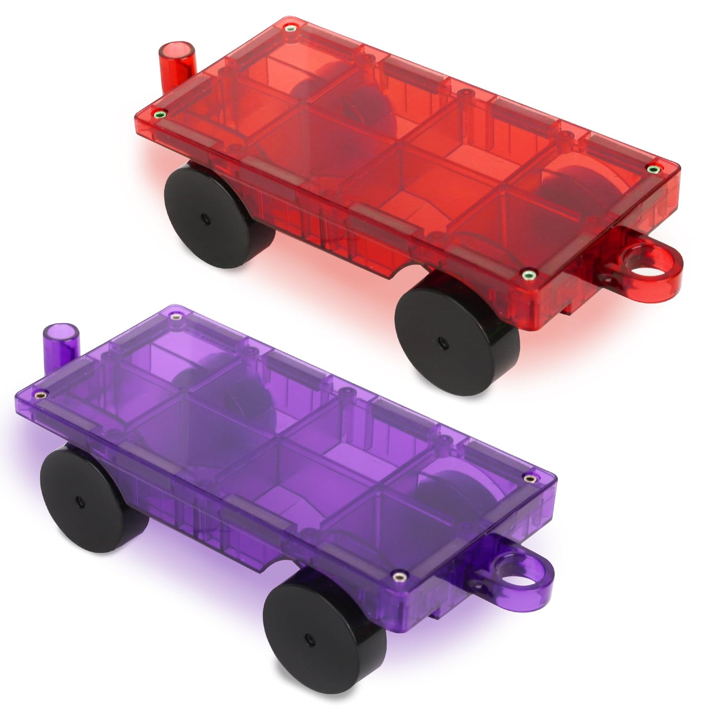 Playmags 2 Piece Car Set – Stronger Magnets, STEM Toy for Kids, Compatible with Magnetic Tiles