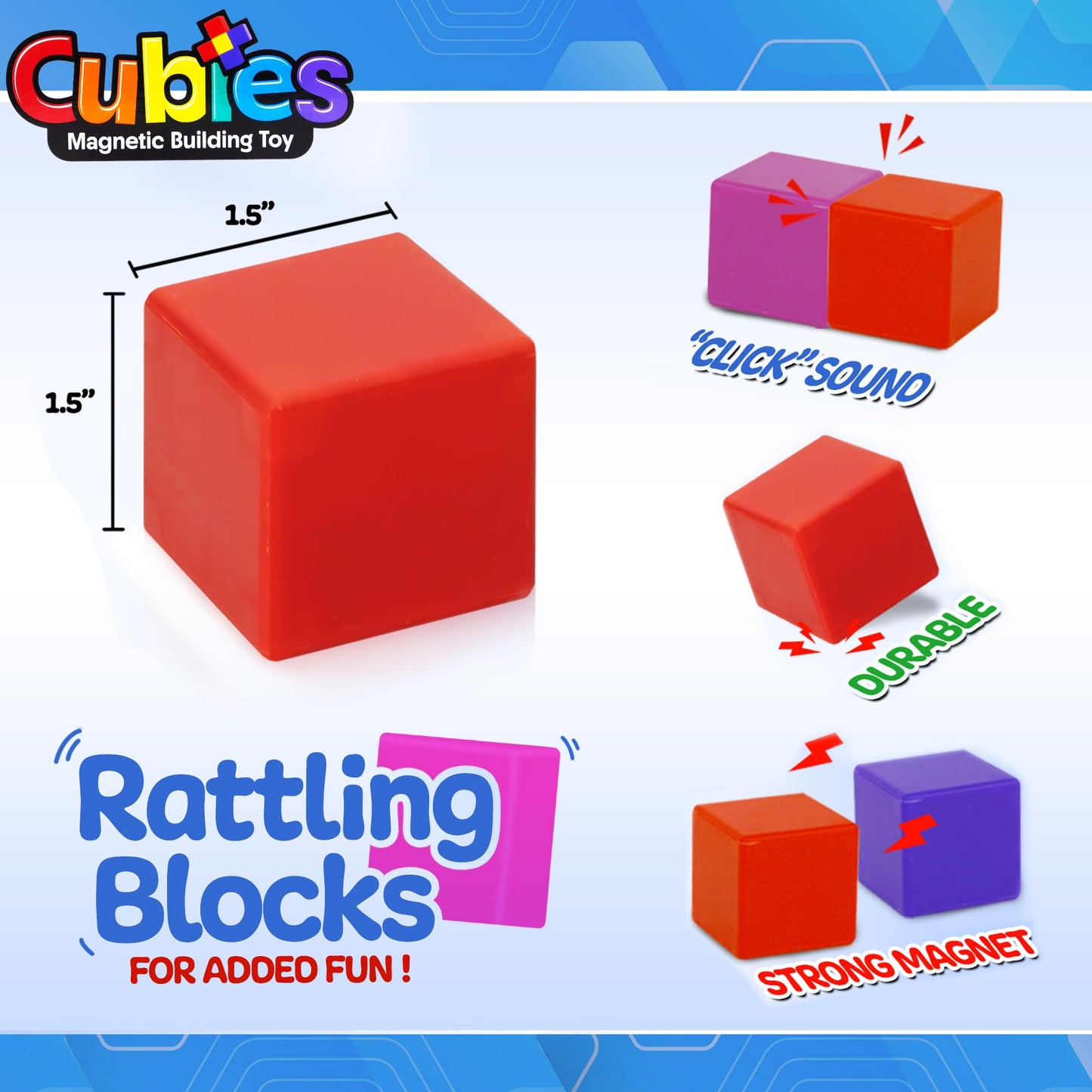 Playmags Magnetic Blocks Building Toy – 64pc STEM Set for Toddlers & Kids