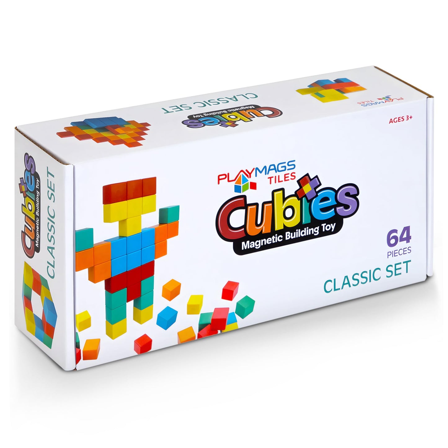 Playmags Magnetic Blocks Building Toy – 64pc STEM Set for Toddlers & Kids