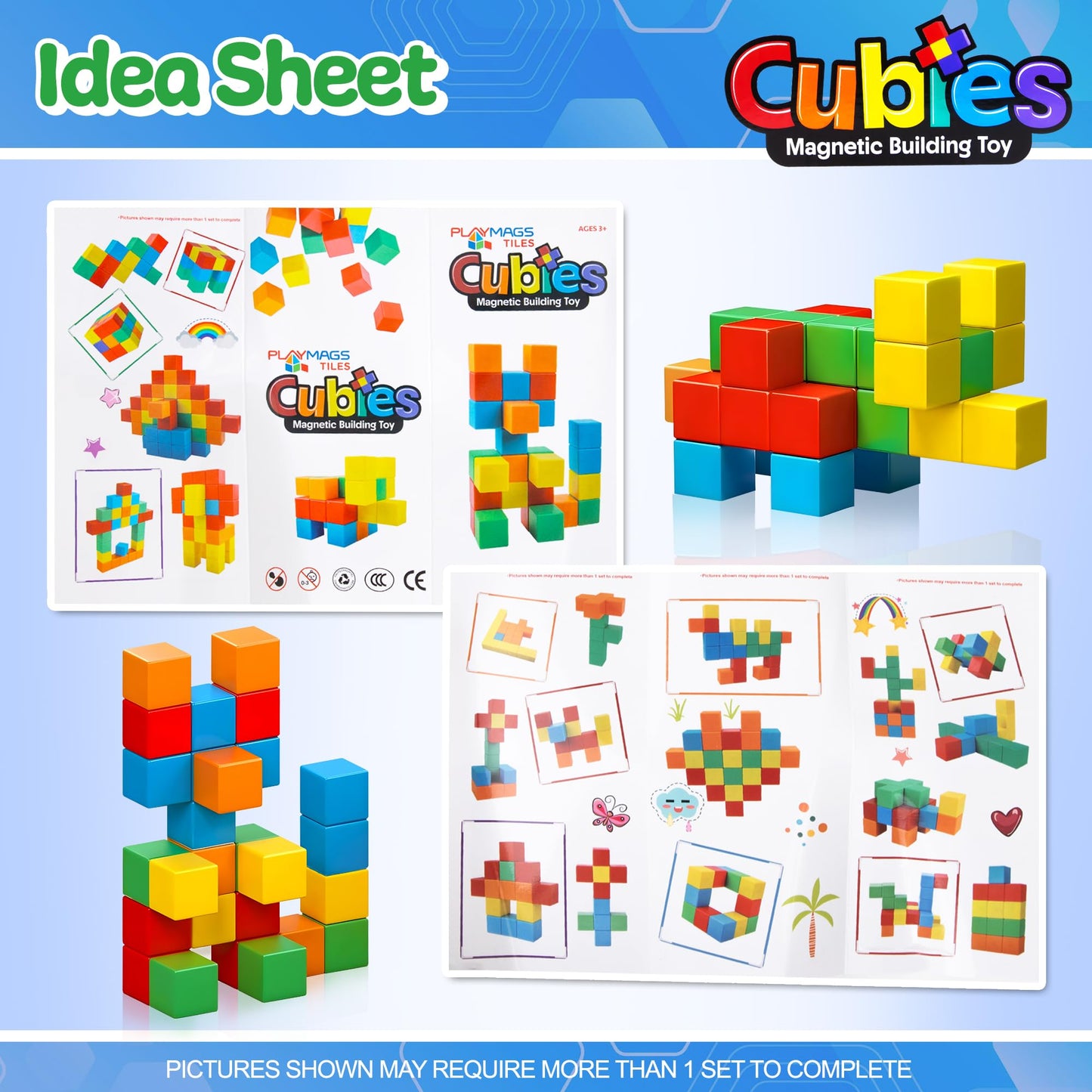 Playmags Magnetic Blocks Building Toy – 64pc STEM Set for Toddlers & Kids