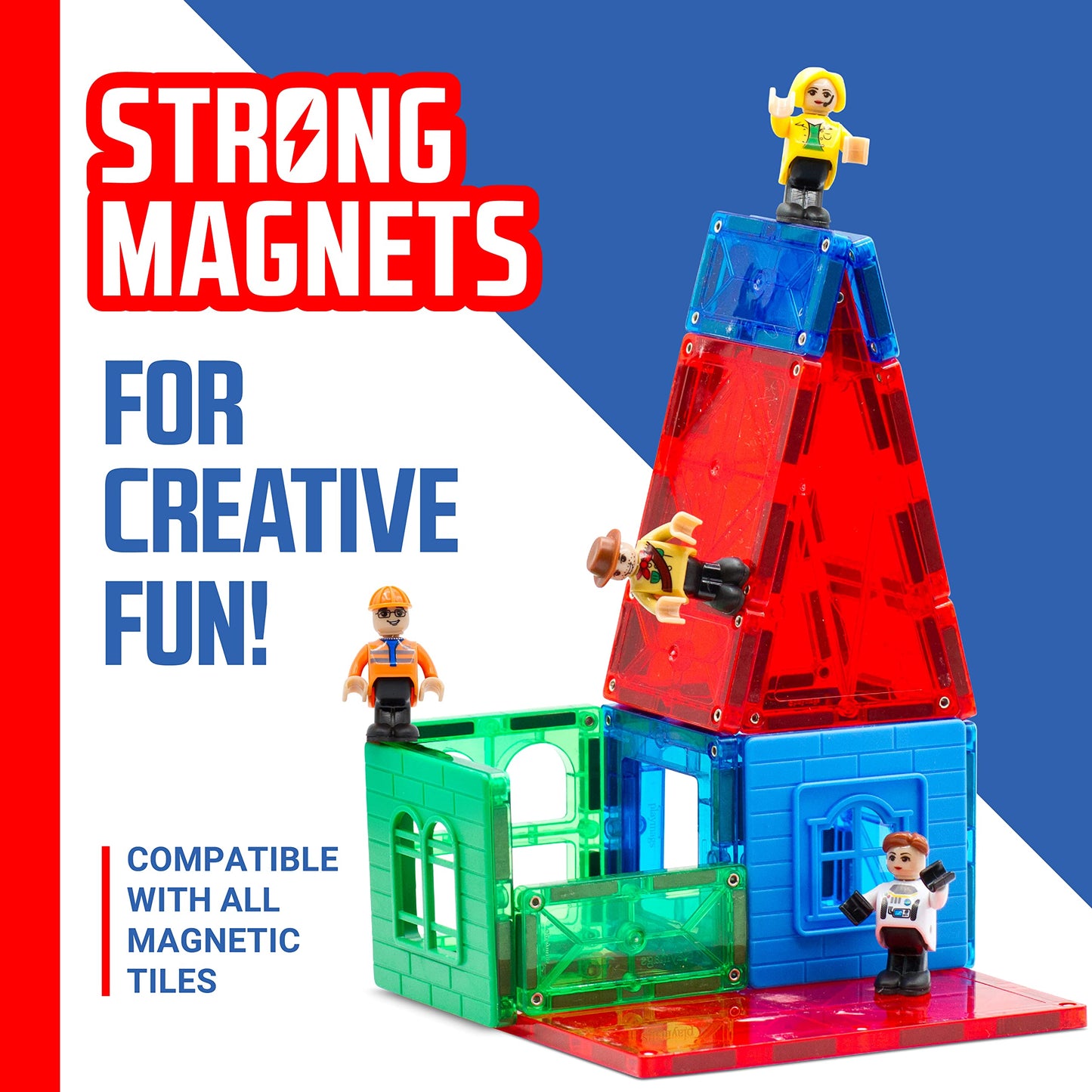 Playmags Magnetic Figures Community Set – 15-Piece Play People for Magnetic Tiles & STEM Learning