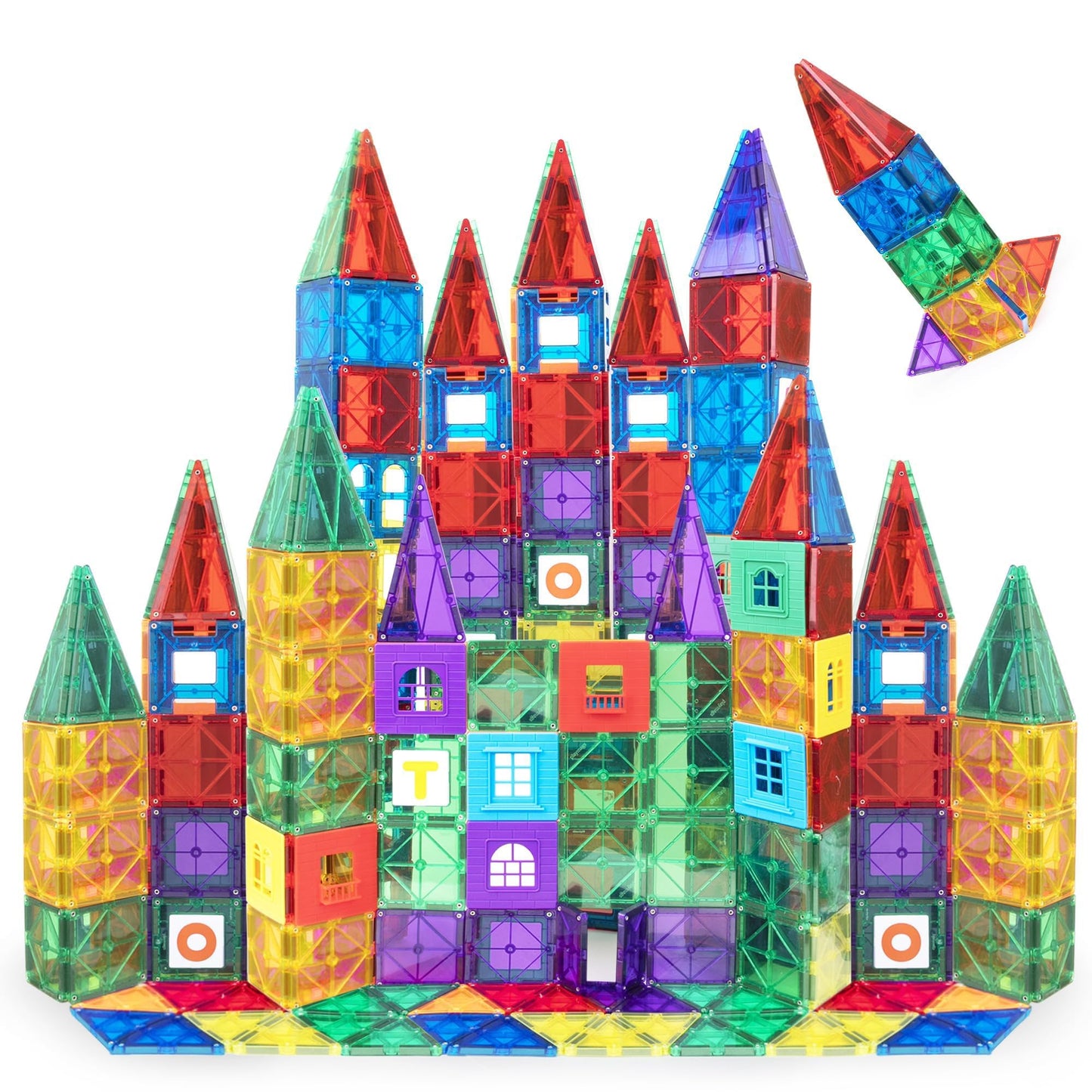 Playmags Magnetic Tiles for Kids – 100-Piece STEM Building Set for Toddlers & Preschool