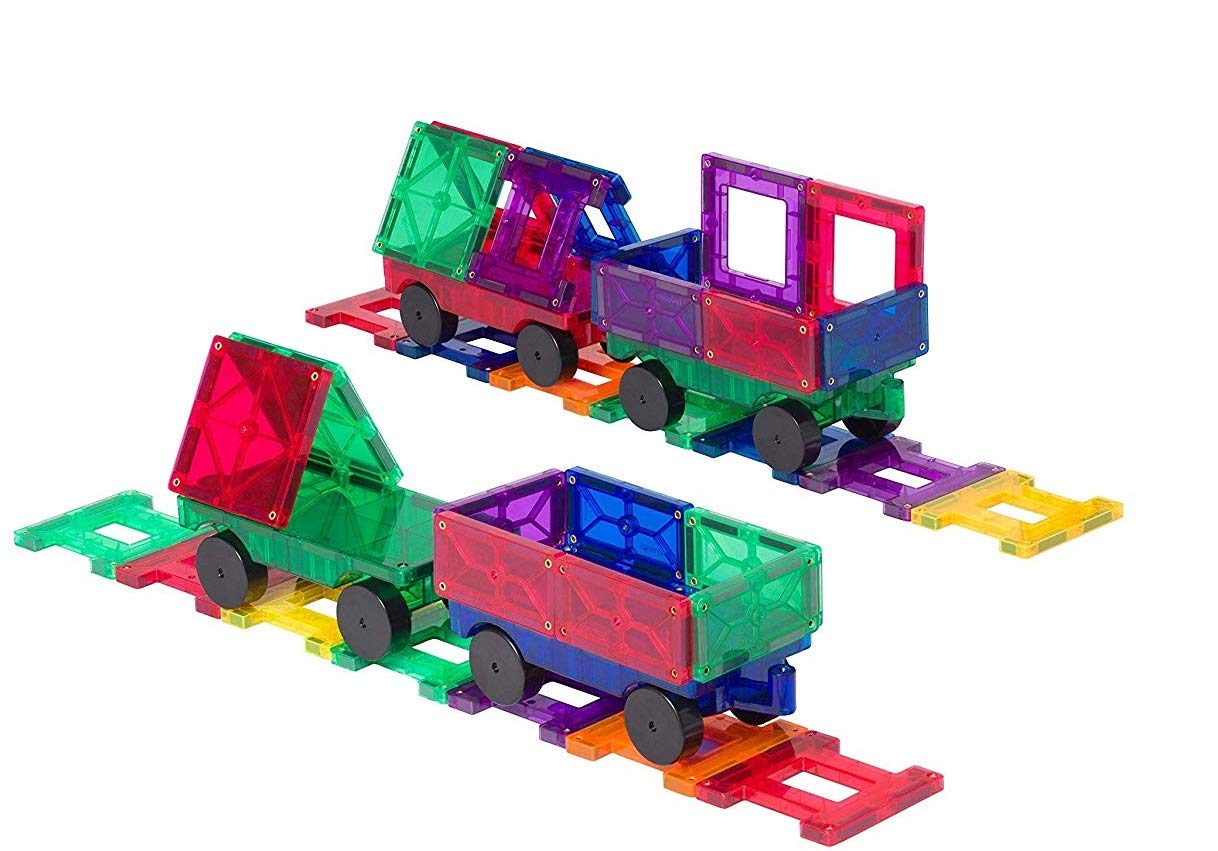 Playmags 2 Piece Car Set – Stronger Magnets, STEM Toy for Kids, Compatible with Magnetic Tiles