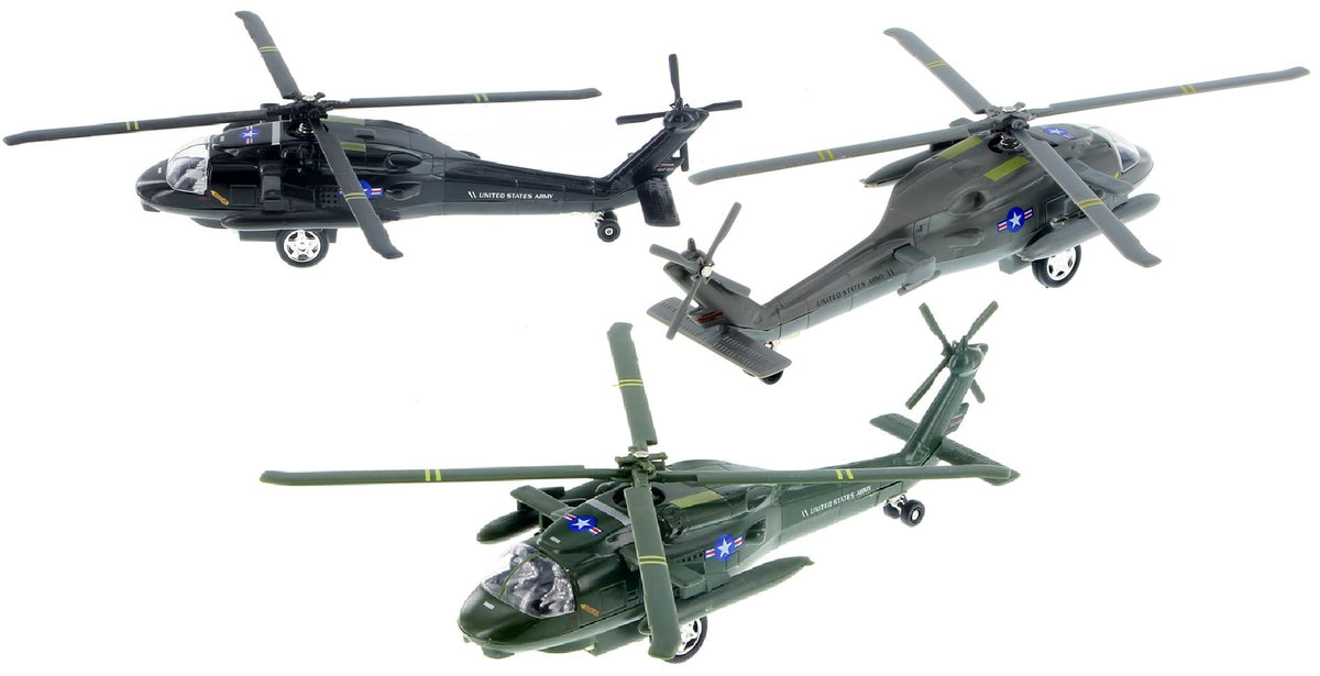 Playmaker Toys U.S. Army UH-60 Black Hawk 10-Inch Die-Cast Helicopter Model — Random Color
