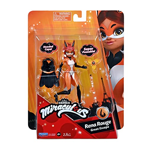 PlayMates Miraculous Rena Rouge Great Escape Doll – 5-Inch Poseable Figure with Cape & Accessories