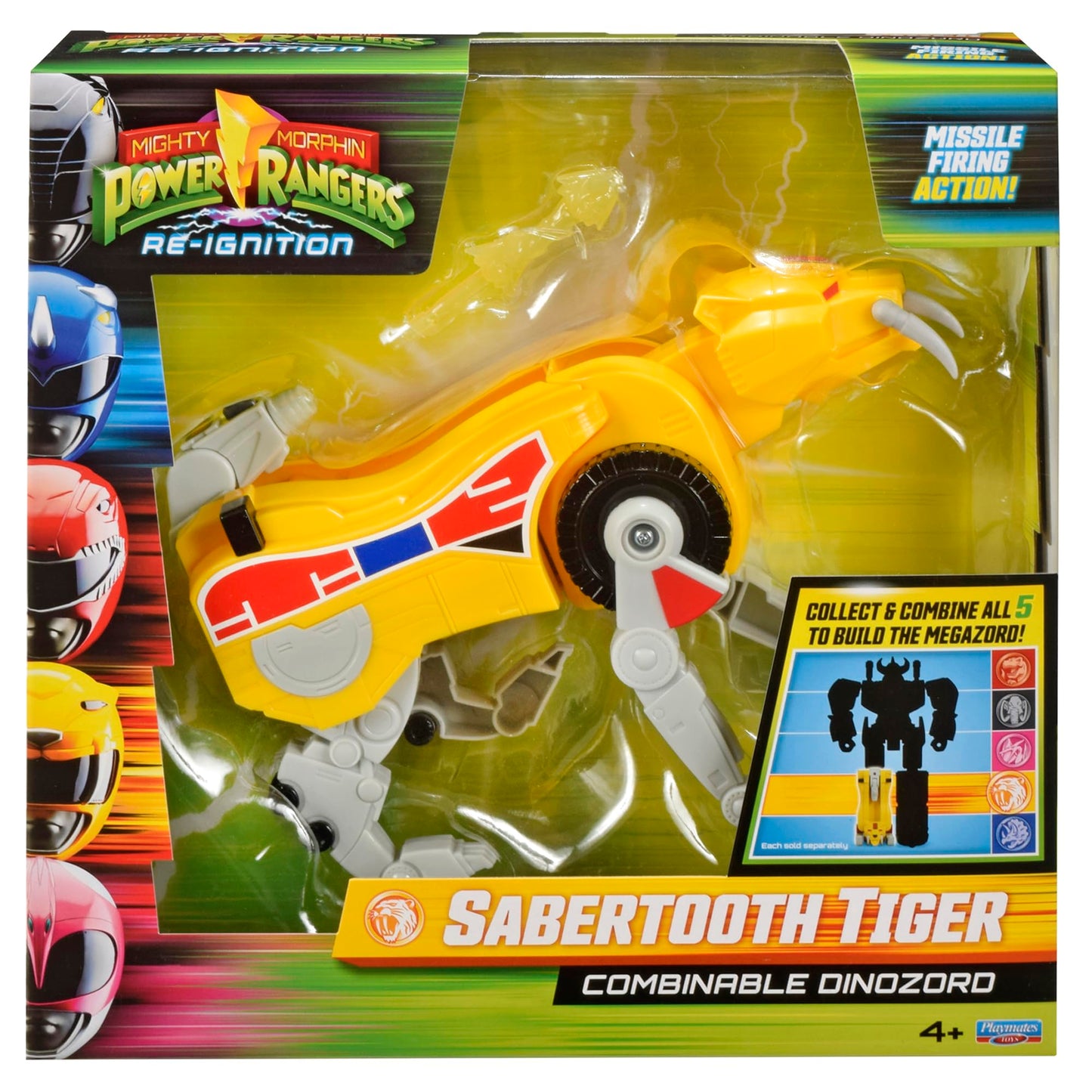 PlayMates Mighty Morphin Power Rangers Saber-Toothed Tiger Dinozord - Megazord Compatible Collectible
