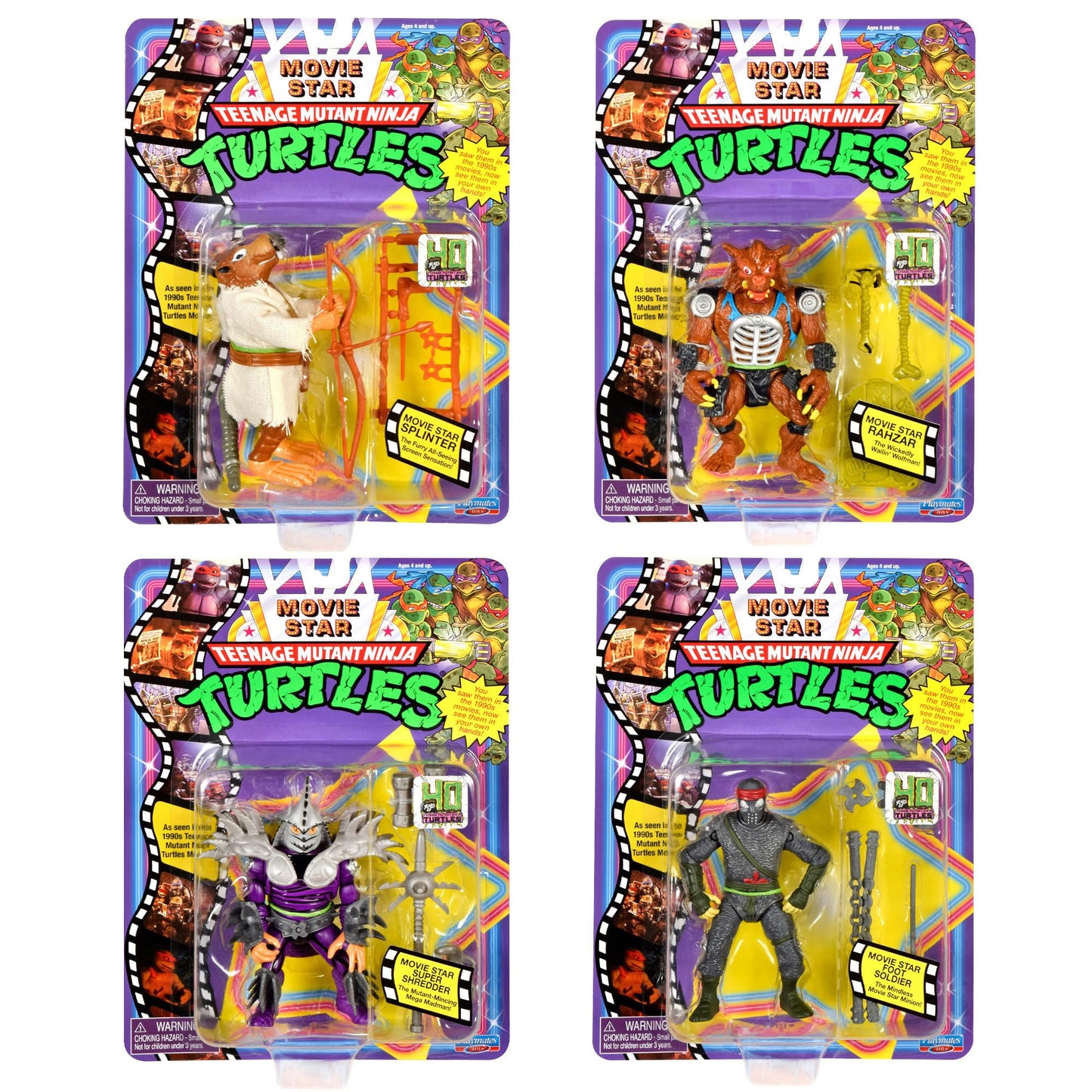 PlayMates TMNT Classic Movie Star Mutants 4-Pack – 4-Inch Action Figures