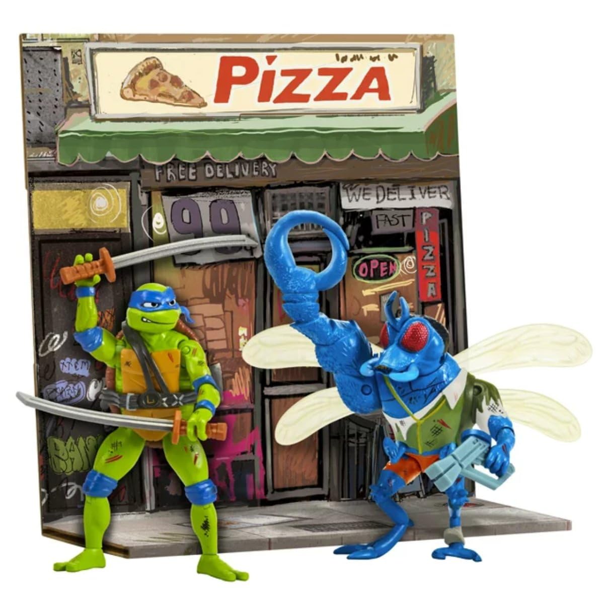 PlayMates TMNT Mutant Mayhem Battle Pack Leo vs Superfly – 4.25-Inch Action Figures