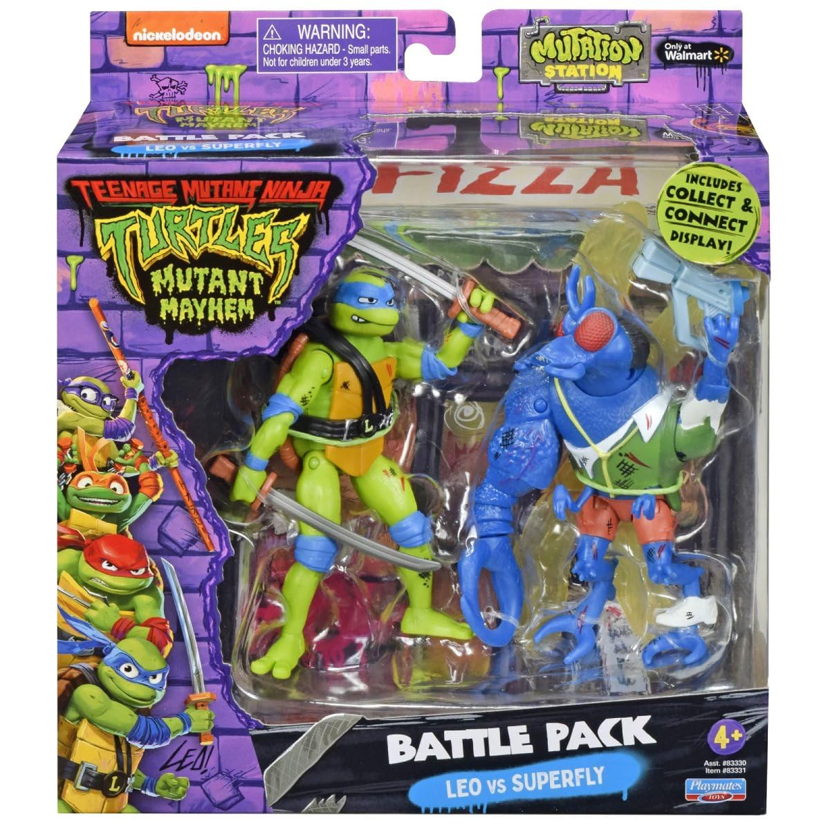 PlayMates TMNT Mutant Mayhem Battle Pack Leo vs Superfly – 4.25-Inch Action Figures