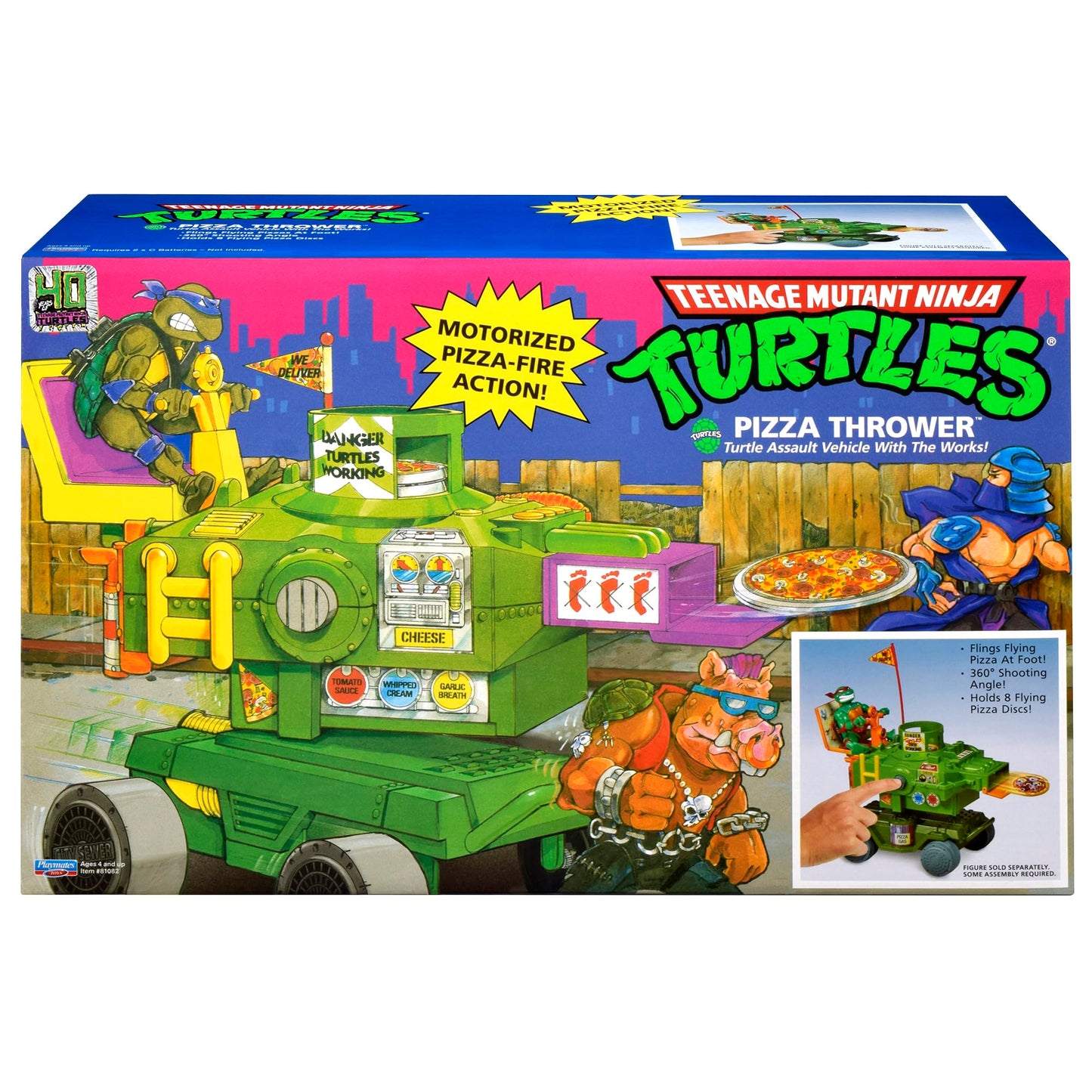 PlayMates TMNT Classic Pizza Thrower Vehicle – Battery-Operated Action Toy