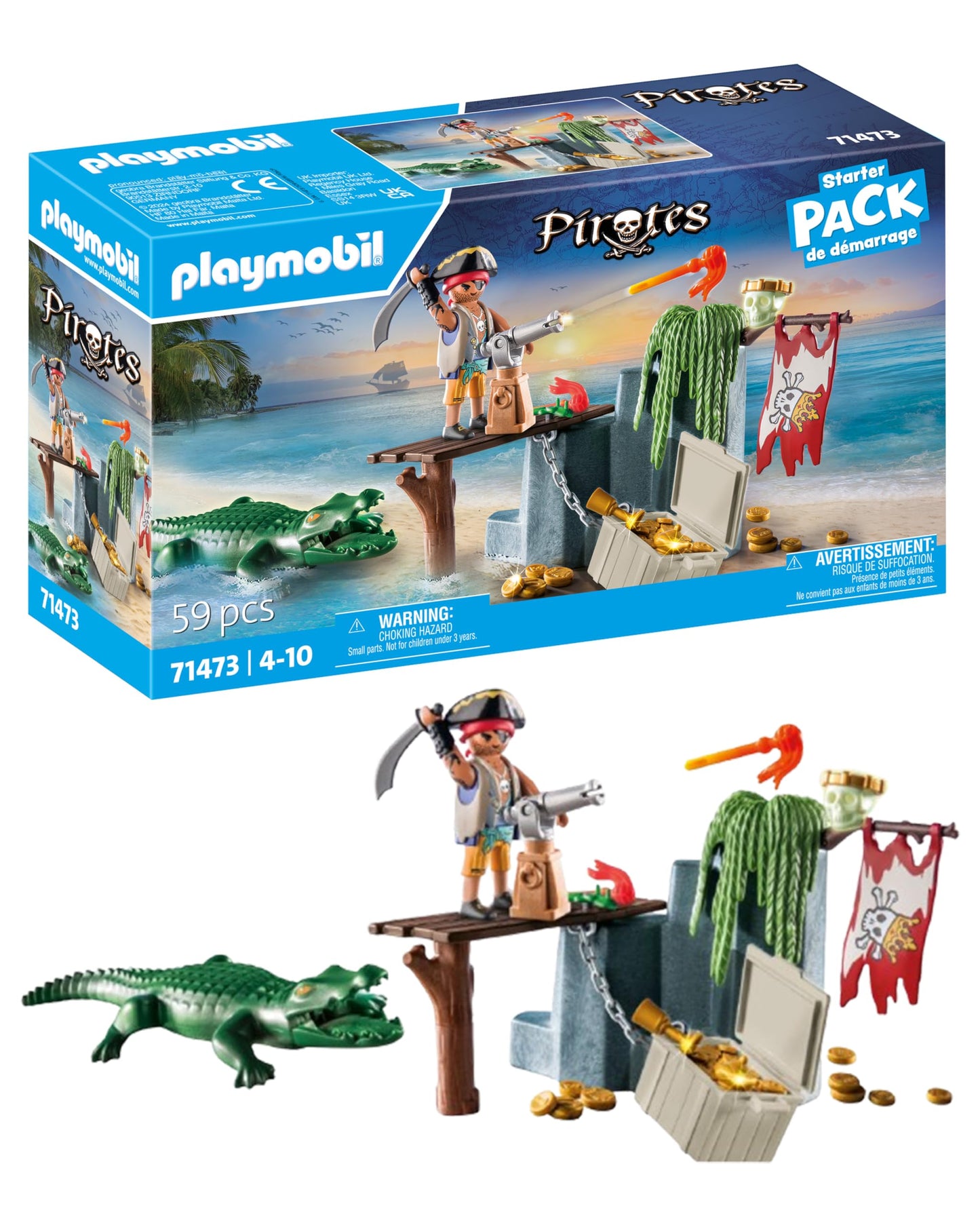 PLAYMOBIL Starter Pack 71473: Pirate with Alligator – 4+ Years | Premium European Quality