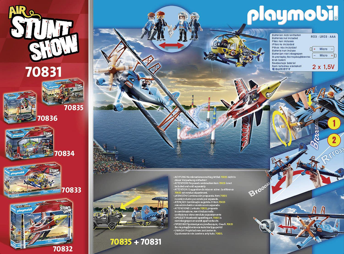 Playmobil Air Stunt Show Phoenix Biplane – Realistic Motorized Propellers & Pylon Stunts