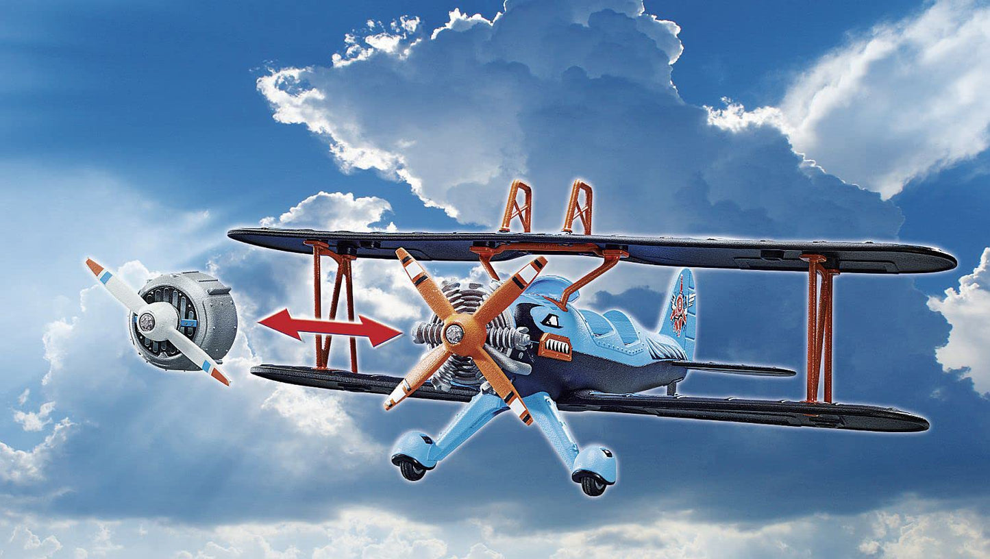 Playmobil Air Stunt Show Phoenix Biplane – Realistic Motorized Propellers & Pylon Stunts