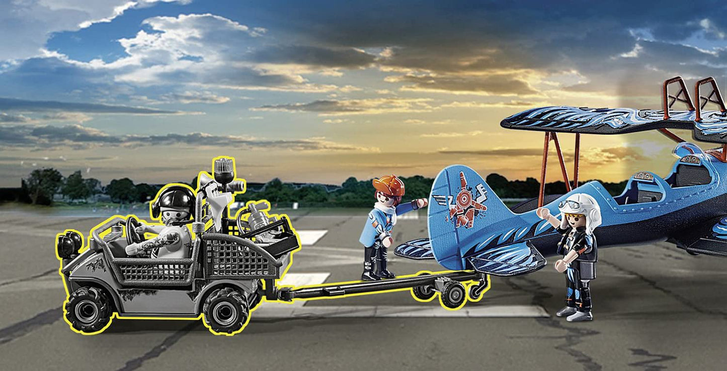 Playmobil Air Stunt Show Phoenix Biplane – Realistic Motorized Propellers & Pylon Stunts