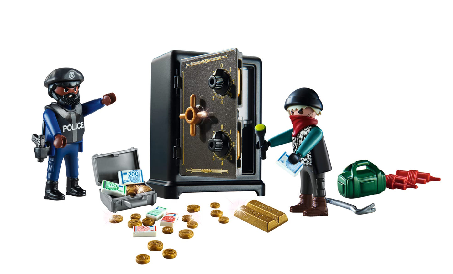 Playmobil Bank Robbery Starter Pack – City Action Playset with Safe, Police & Accessories