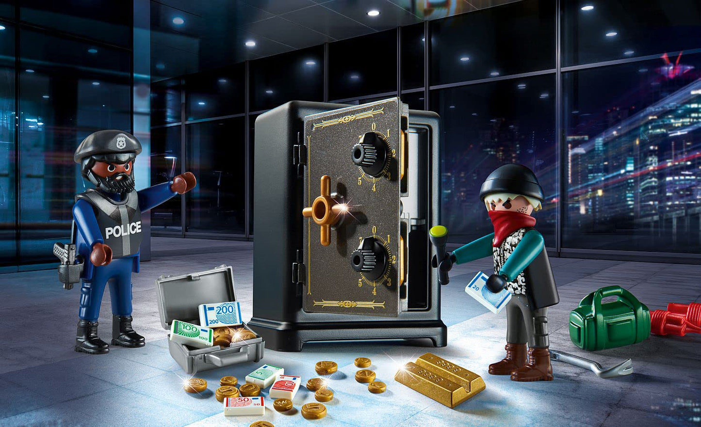 Playmobil Bank Robbery Starter Pack – City Action Playset with Safe, Police & Accessories