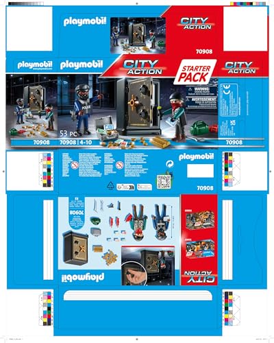 Playmobil Bank Robbery Starter Pack – City Action Playset with Safe, Police & Accessories