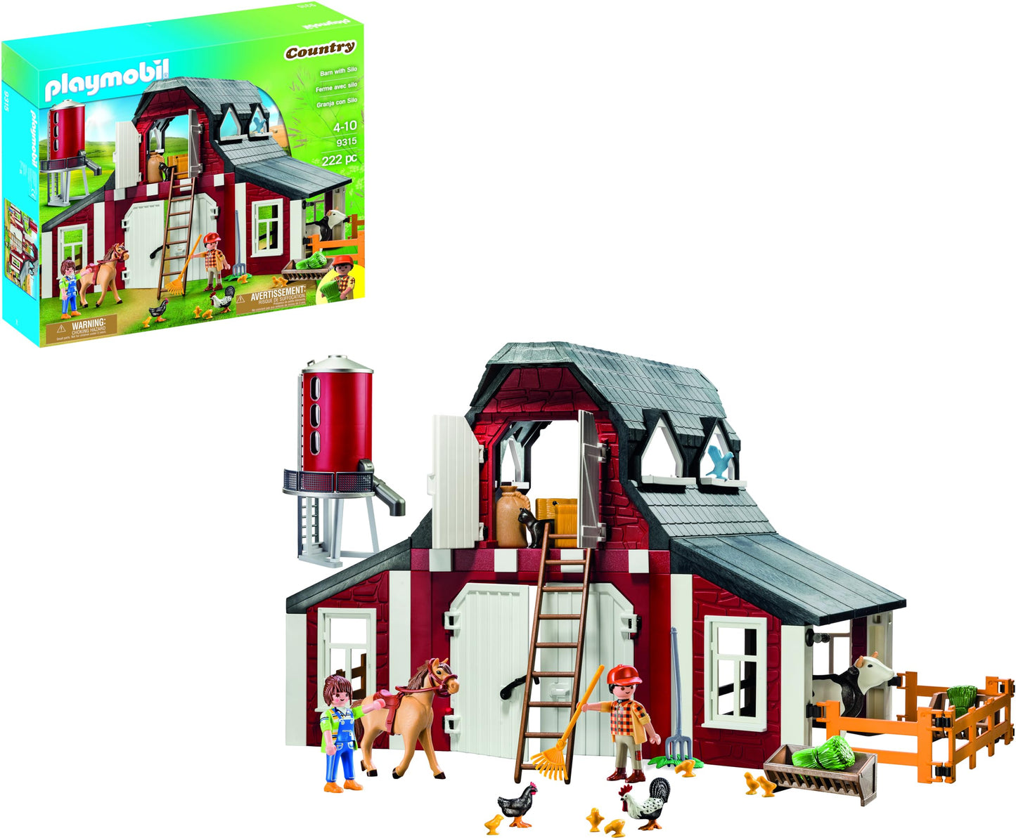 Playmobil Barn with Silo – Farm Playset with Animals