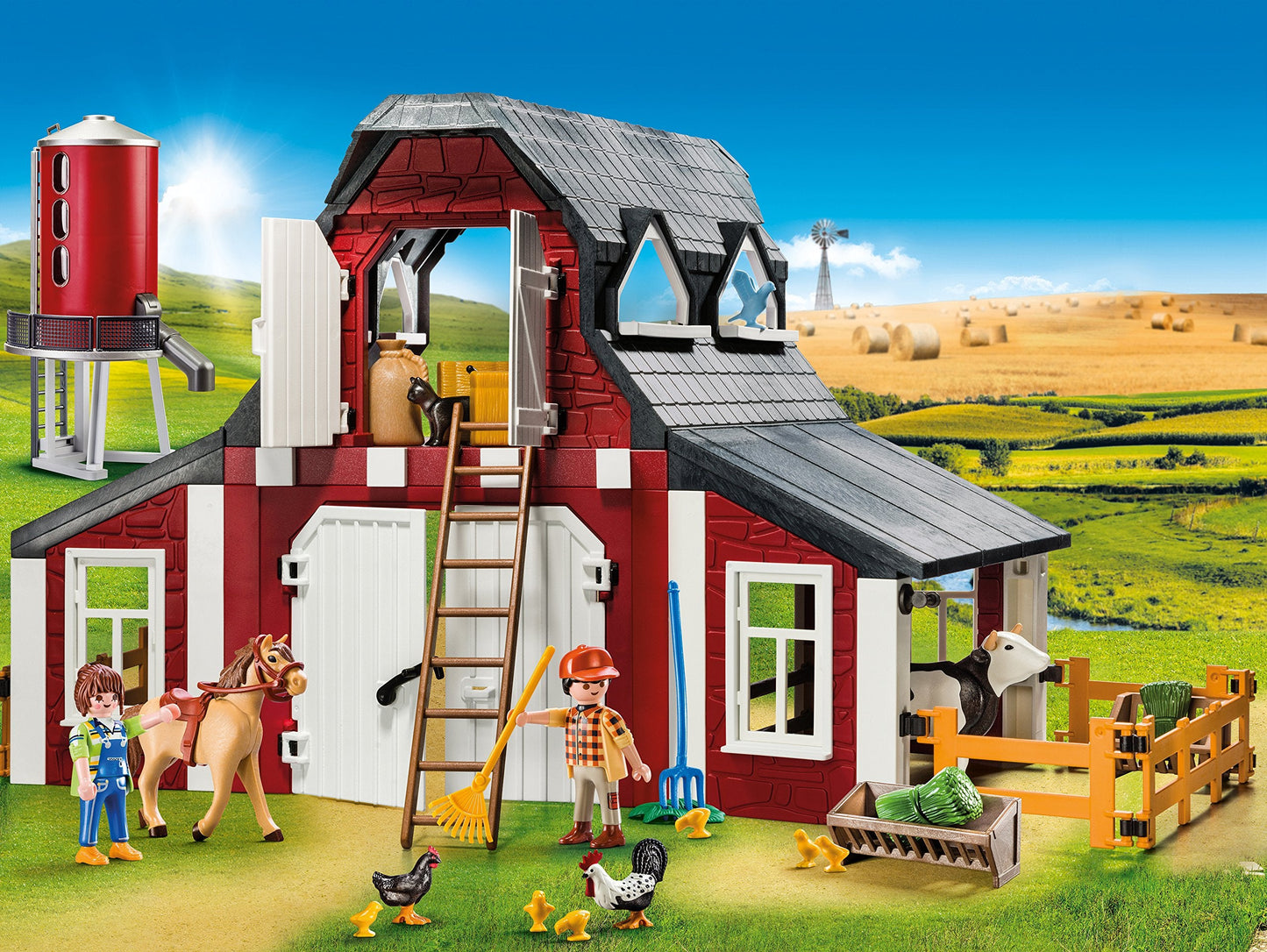 Playmobil Barn with Silo – Farm Playset with Animals