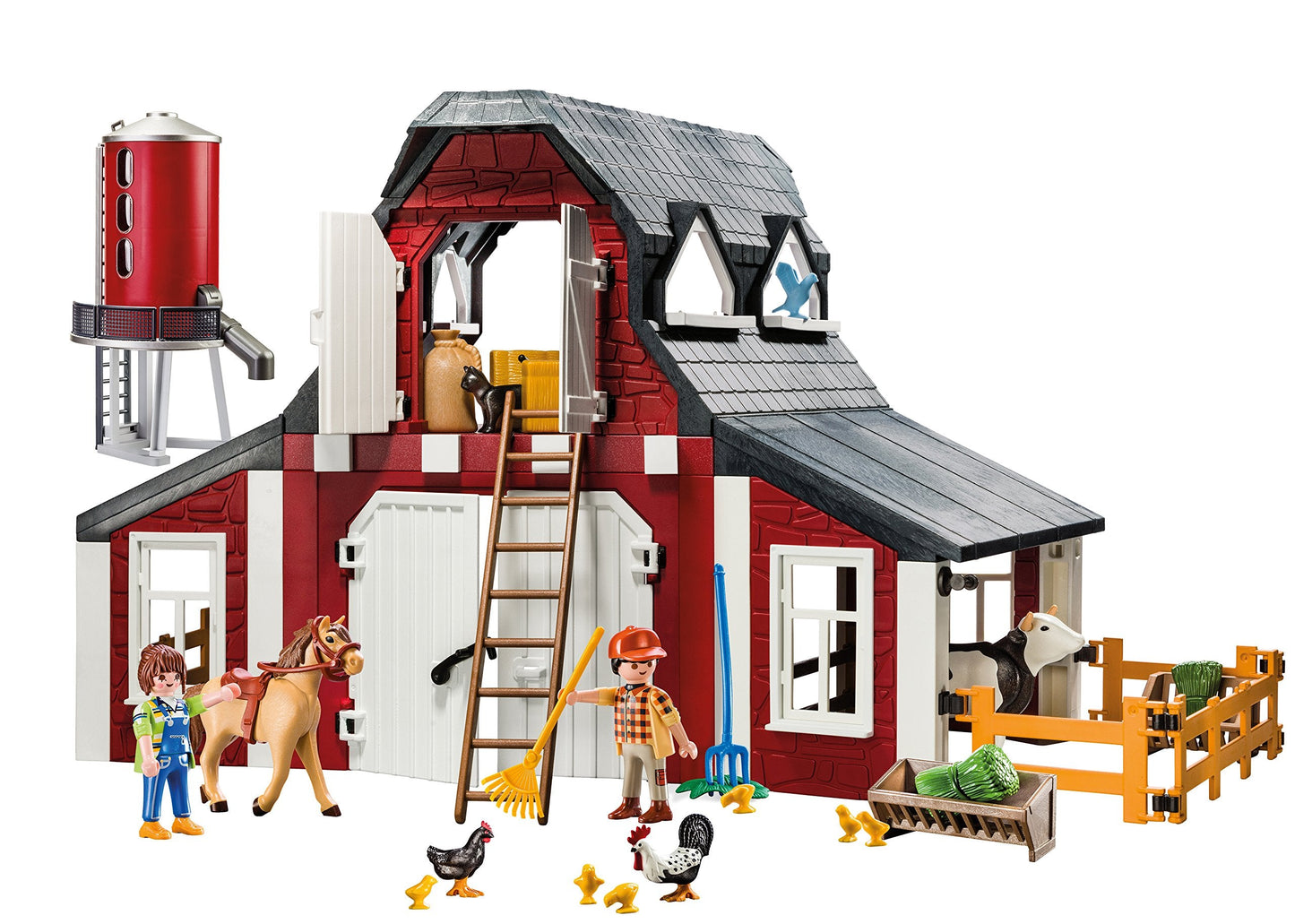 Playmobil Barn with Silo – Farm Playset with Animals