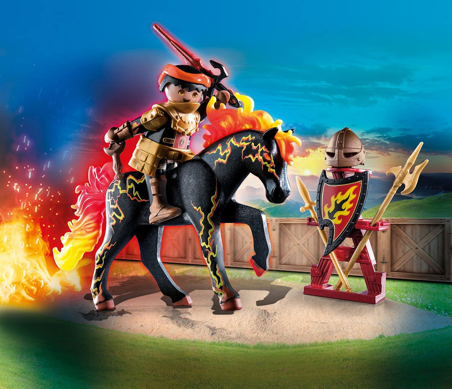 Playmobil Burnham Raiders Fire Knight – Novelmore Jousting Toy Set