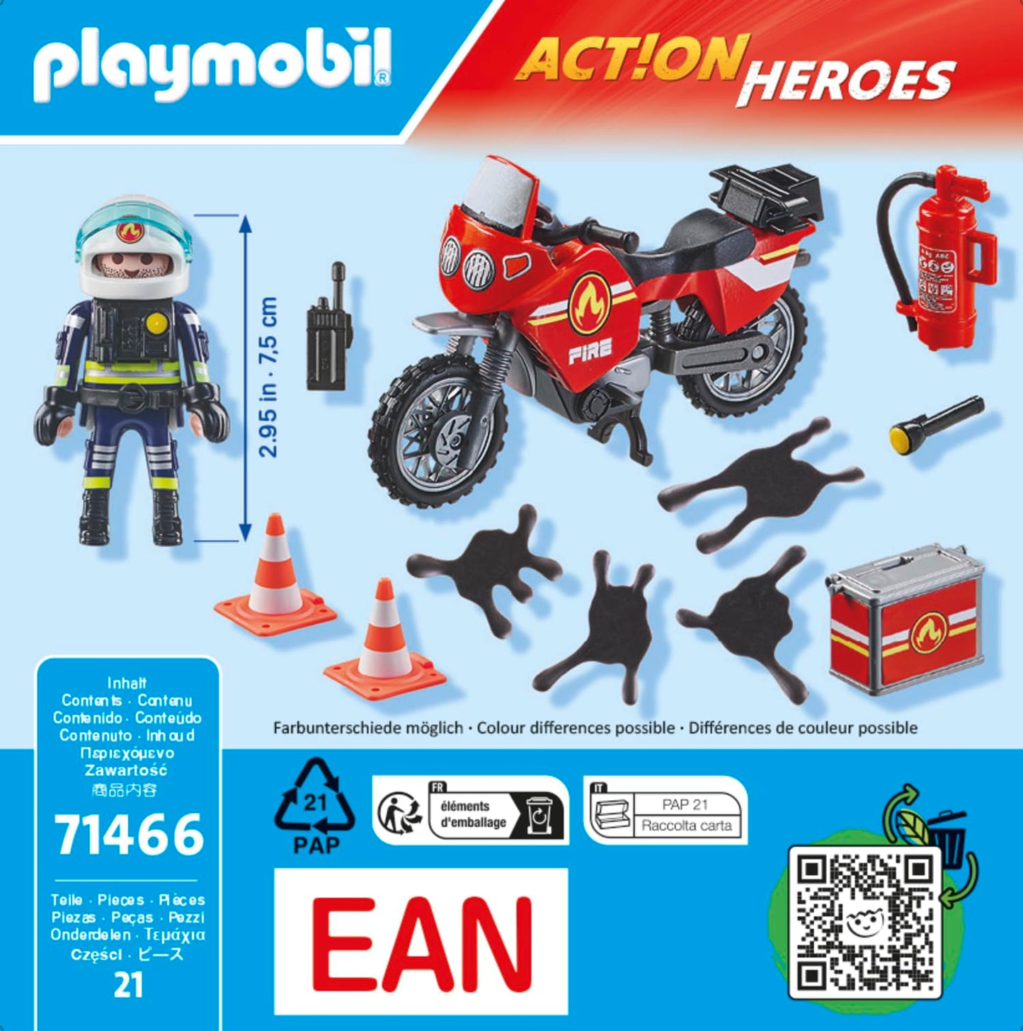 Playmobil Fire Motorcycle & Oil Spill Incident – Rescue Set for Ages 4+