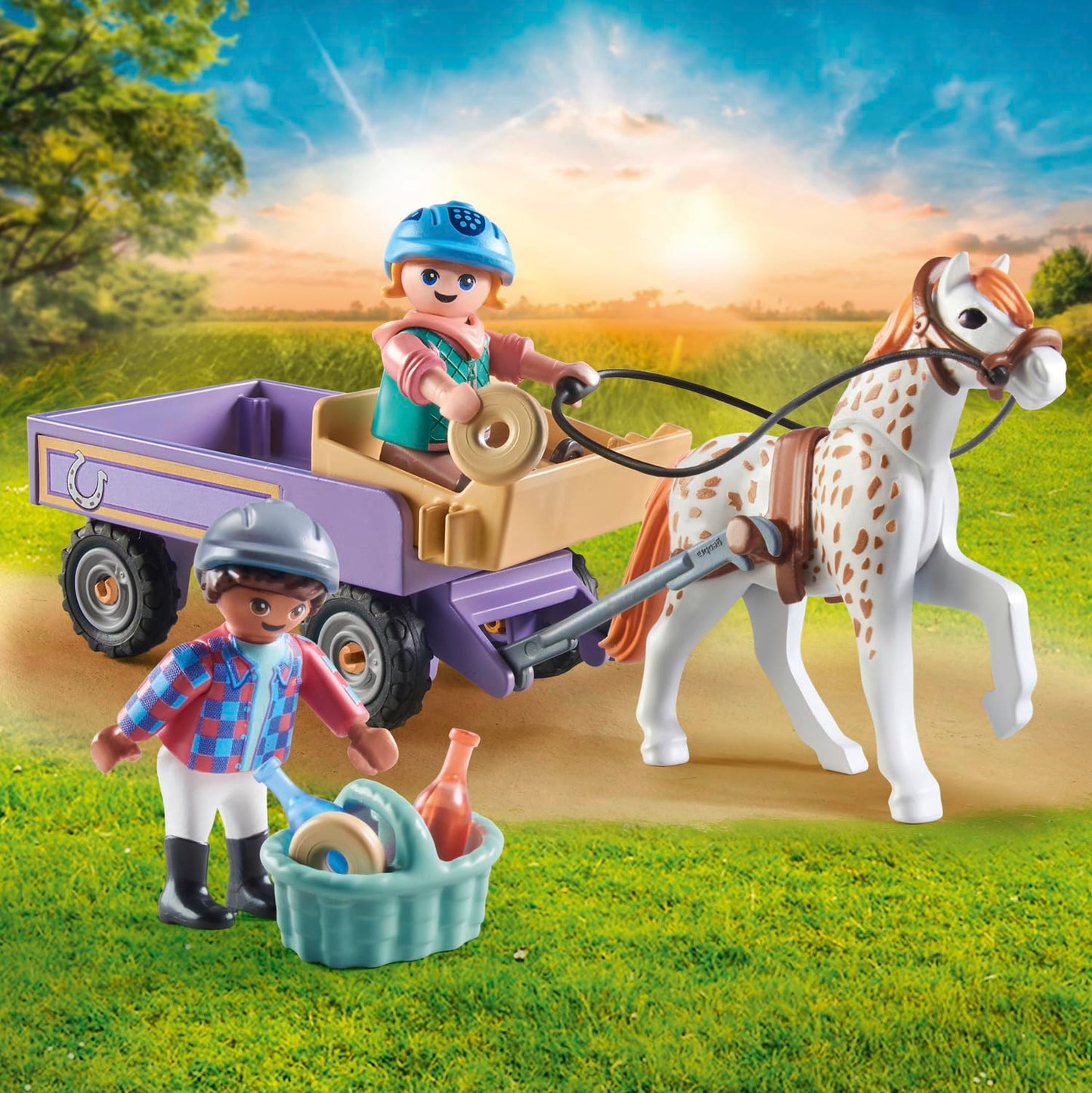 PLAYMOBIL Horses of Waterfall 71496 Carriage with Pony – Adventure Playset for Kids 4+