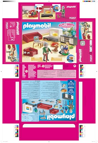 Playmobil Comfortable Living Room Furniture Pack – Illuminated Fireplace & Sofa Bed