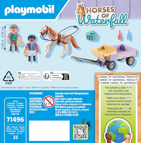 PLAYMOBIL Horses of Waterfall 71496 Carriage with Pony – Adventure Playset for Kids 4+
