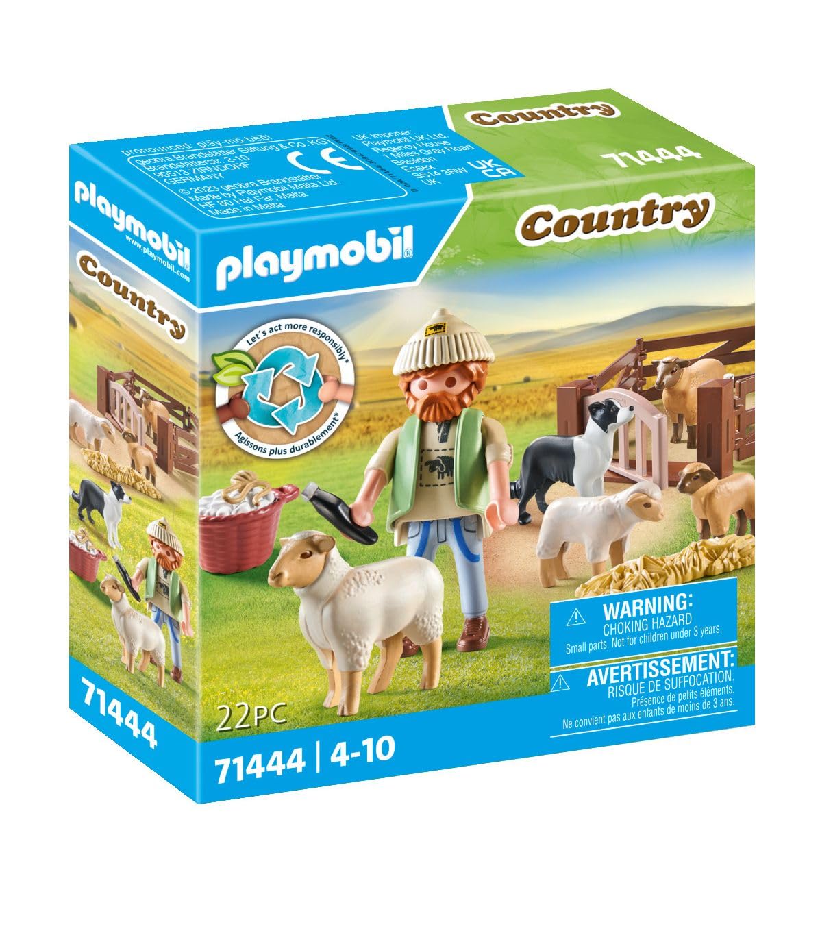 Playmobil Country 71444 Shepherd with Sheep Flock – Border Collie & Straw