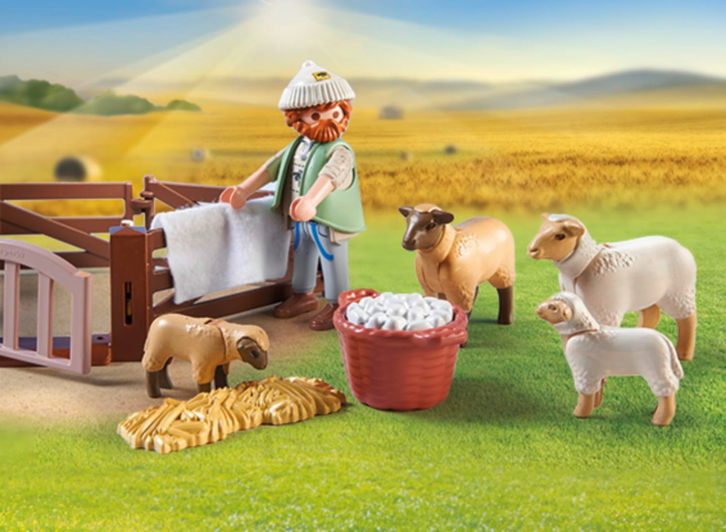 Playmobil Country 71444 Shepherd with Sheep Flock – Border Collie & Straw