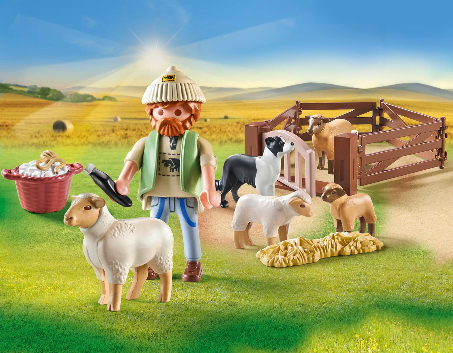 Playmobil Country 71444 Shepherd with Sheep Flock – Border Collie & Straw