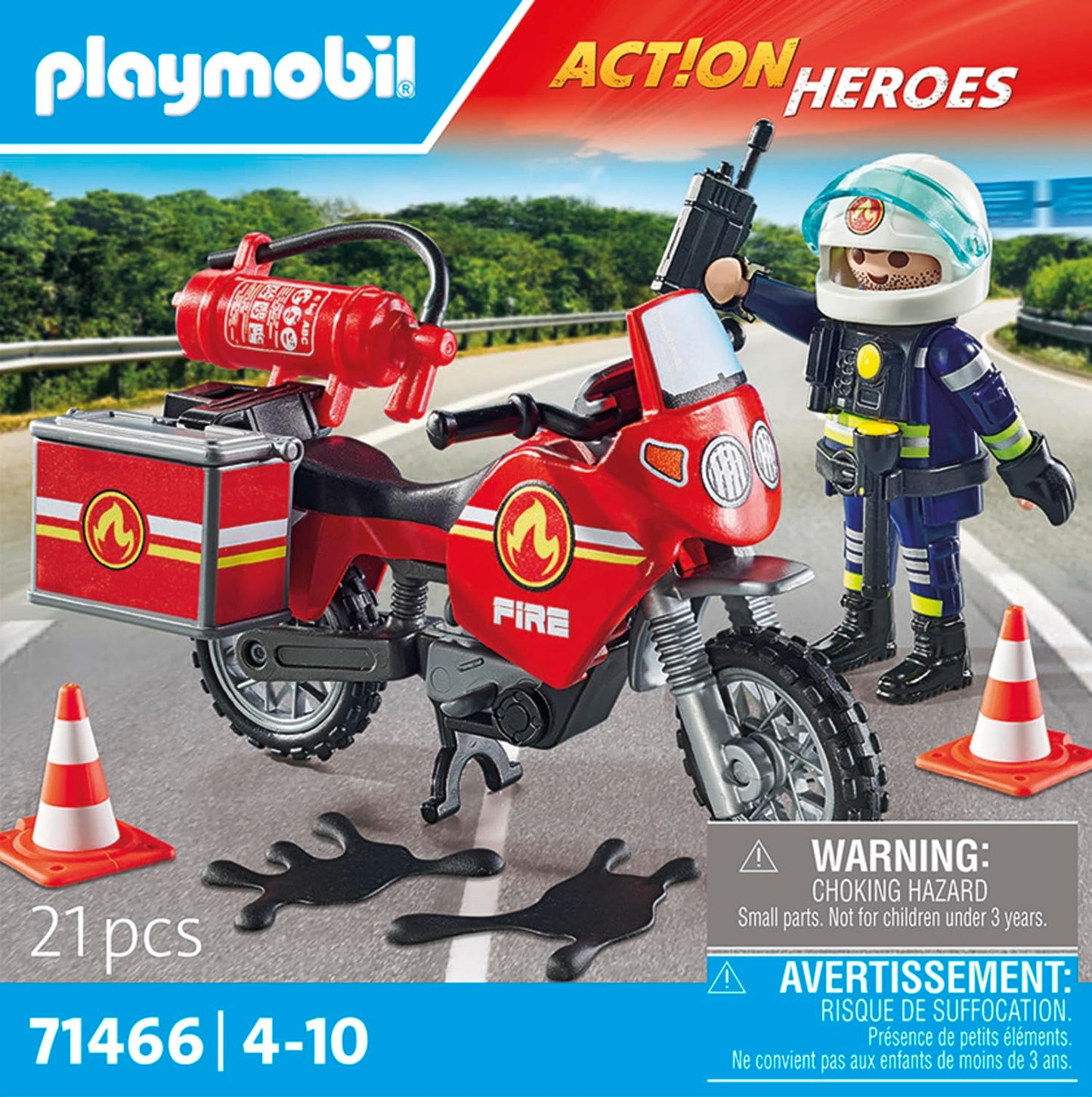 Playmobil Fire Motorcycle & Oil Spill Incident – Rescue Set for Ages 4+