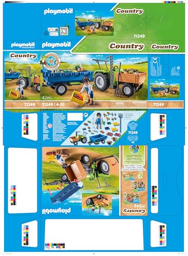 Playmobil Harvester Tractor with Trailer – Farm Playset for Ages 4-10