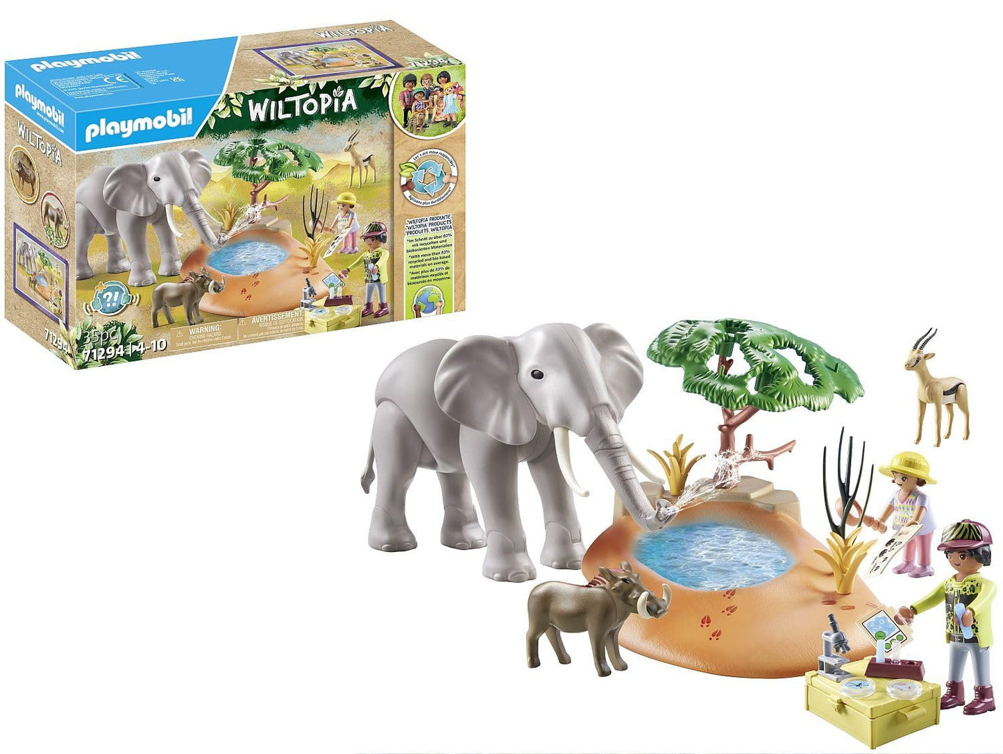 Playmobil Elephant at the Waterhole | Wiltopia Eco Playset for Kids 4–10