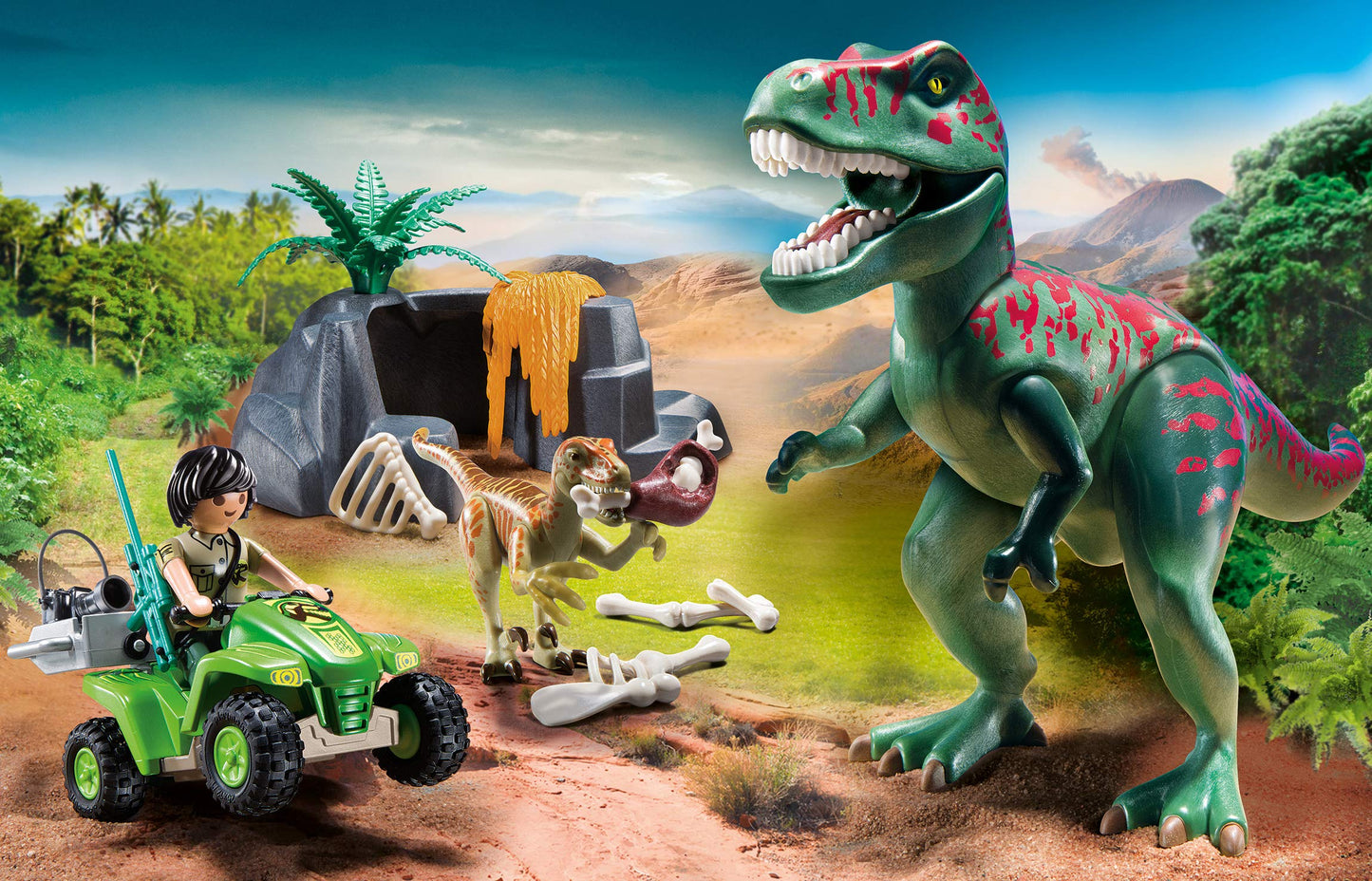 Playmobil Explorer Quad with T-Rex – Adventure Dino Set for Kids 4+